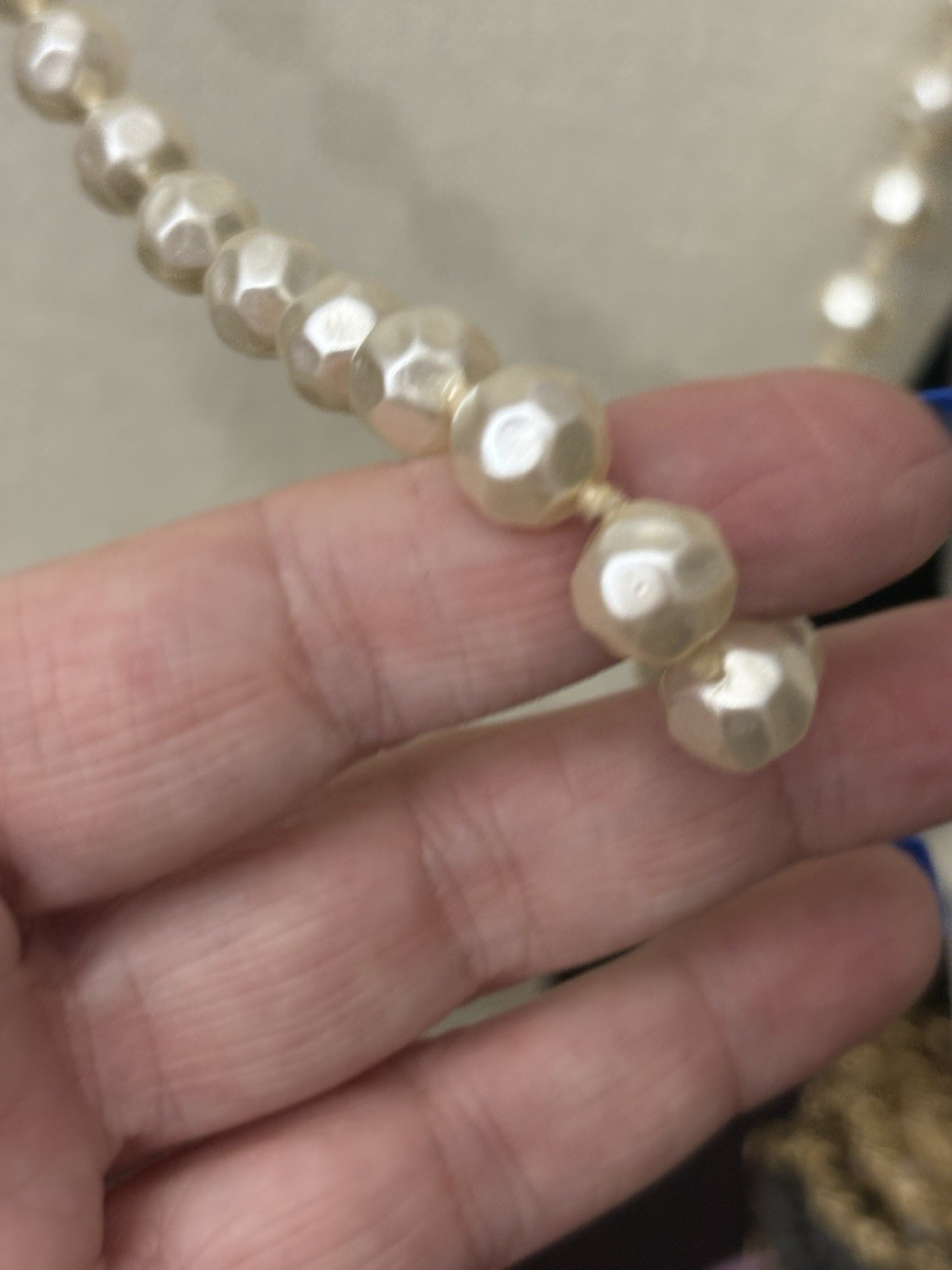 Elegant Faux Pearl Necklace Very Light Weight Single Strand 60”