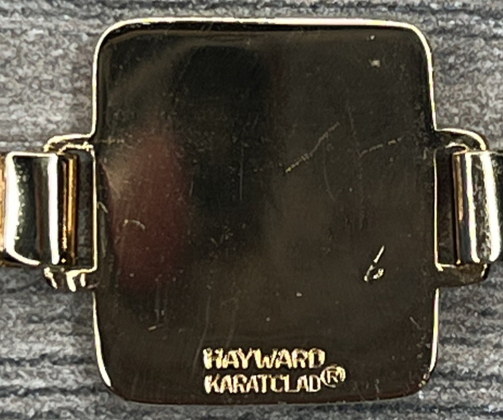 Rare Mid Century Signed Hayward Karat Klad Gold Tone Criss Cross Link Bracelet