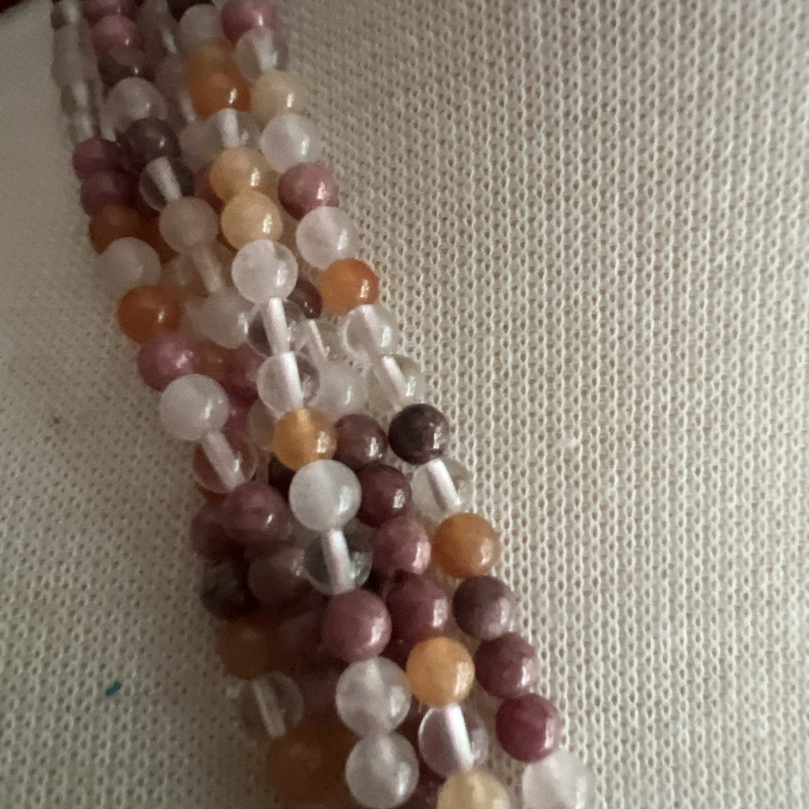 Beautiful Multi Strand Sajen Wrap Necklace Semi Precious Stones Bead MOP Shell