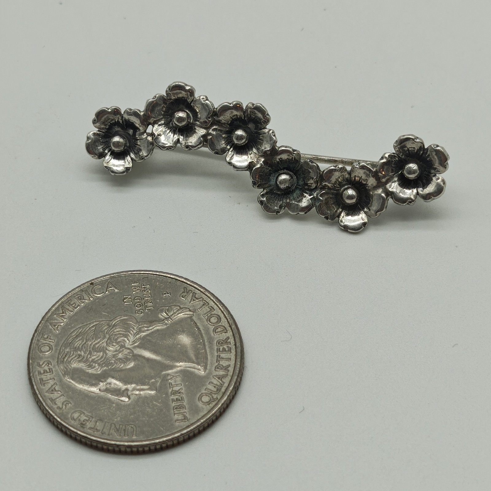 Niels Erik N E From Denmark Sterling Silver 925 Flower Bar Brooch Pin