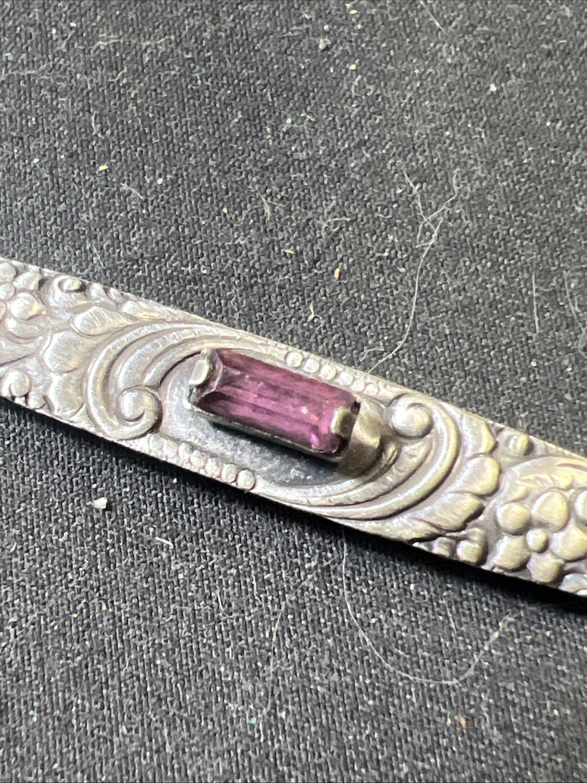 Antique Art Deco Fishson Silverite Rhinestone Bar Pin c.1920’s