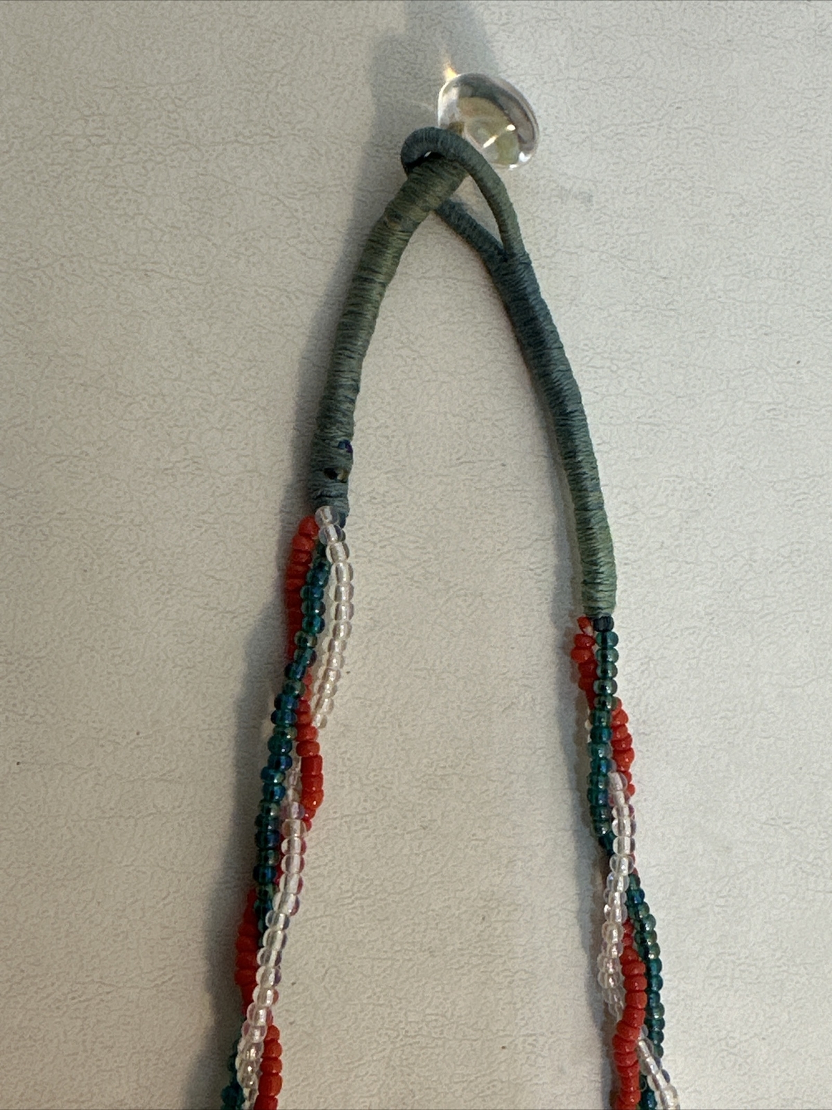 Vintage Handmade Orange Fish Sead Bead Southwestern Necklace With Fringe-Shells