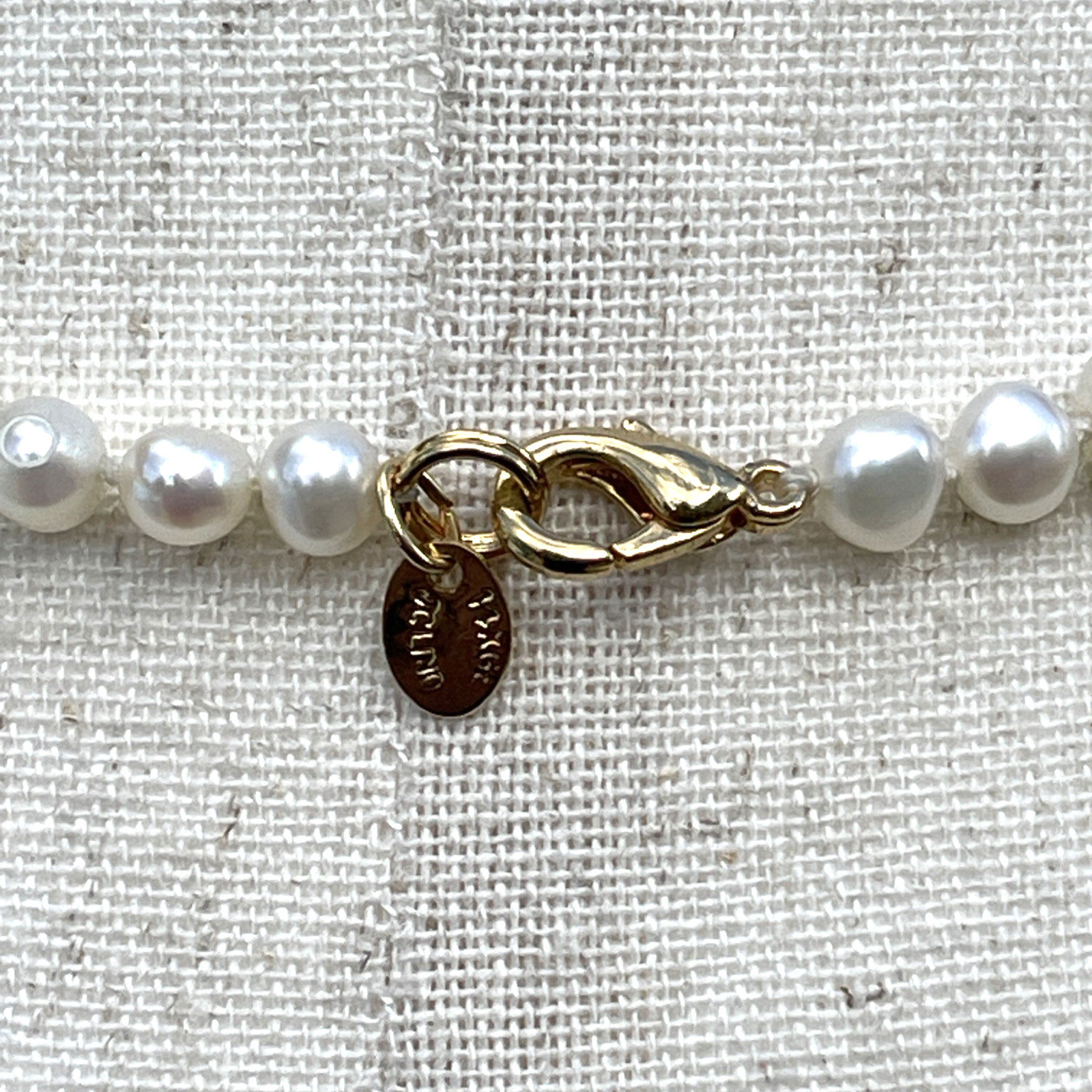 Vintage JC LIND Signed 14KGE Cultured Pearl Hand Knotted 18 3/4” Necklace