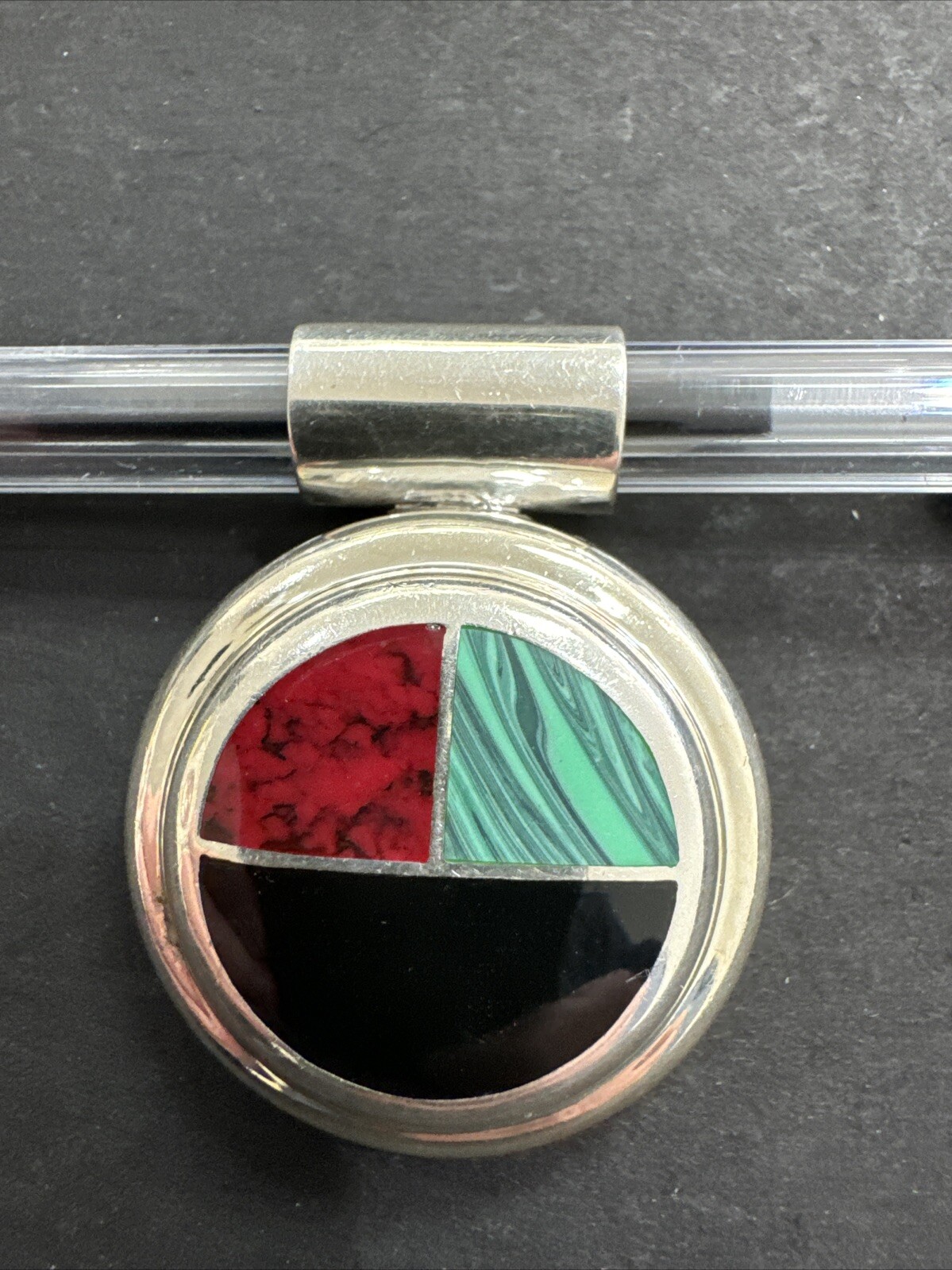 Sterling Silver 925 Multi stone Inlay Pendant 23.5 Grams Free Shipping