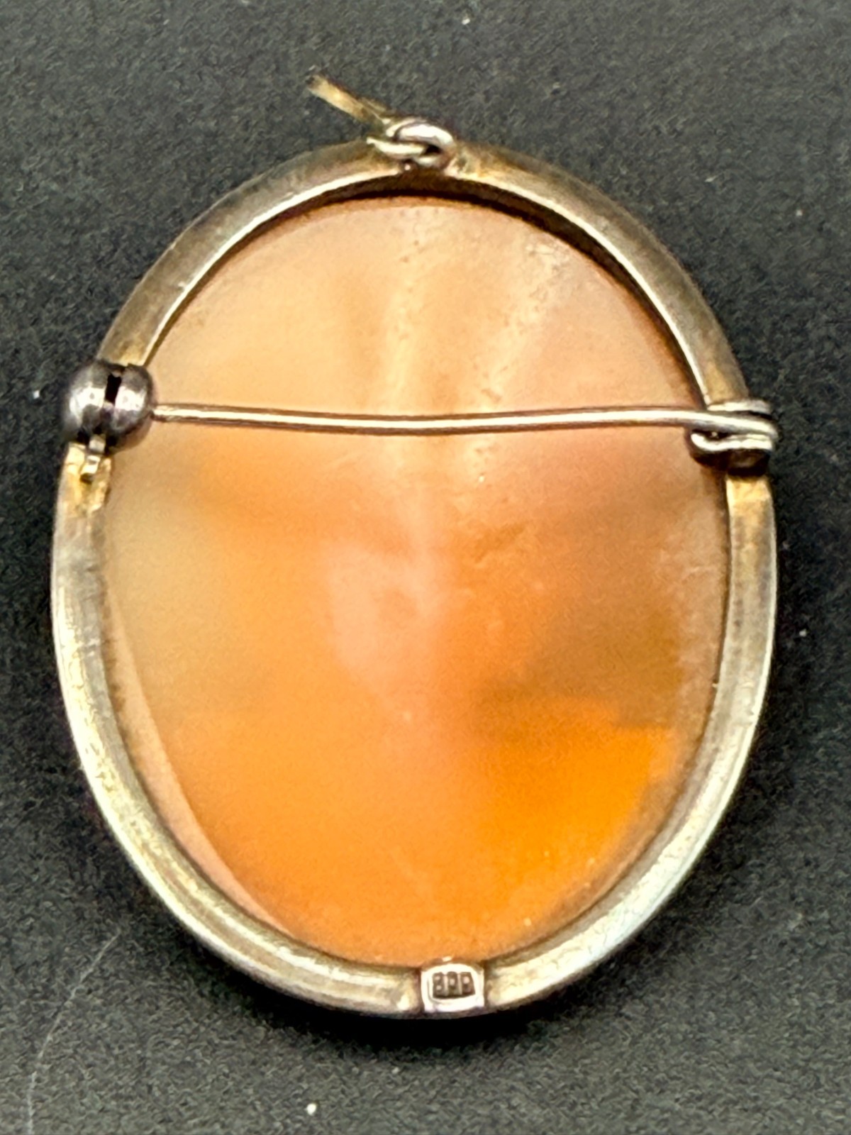 Vintage Shell Cameo Pendant Brooch – 800 Silver