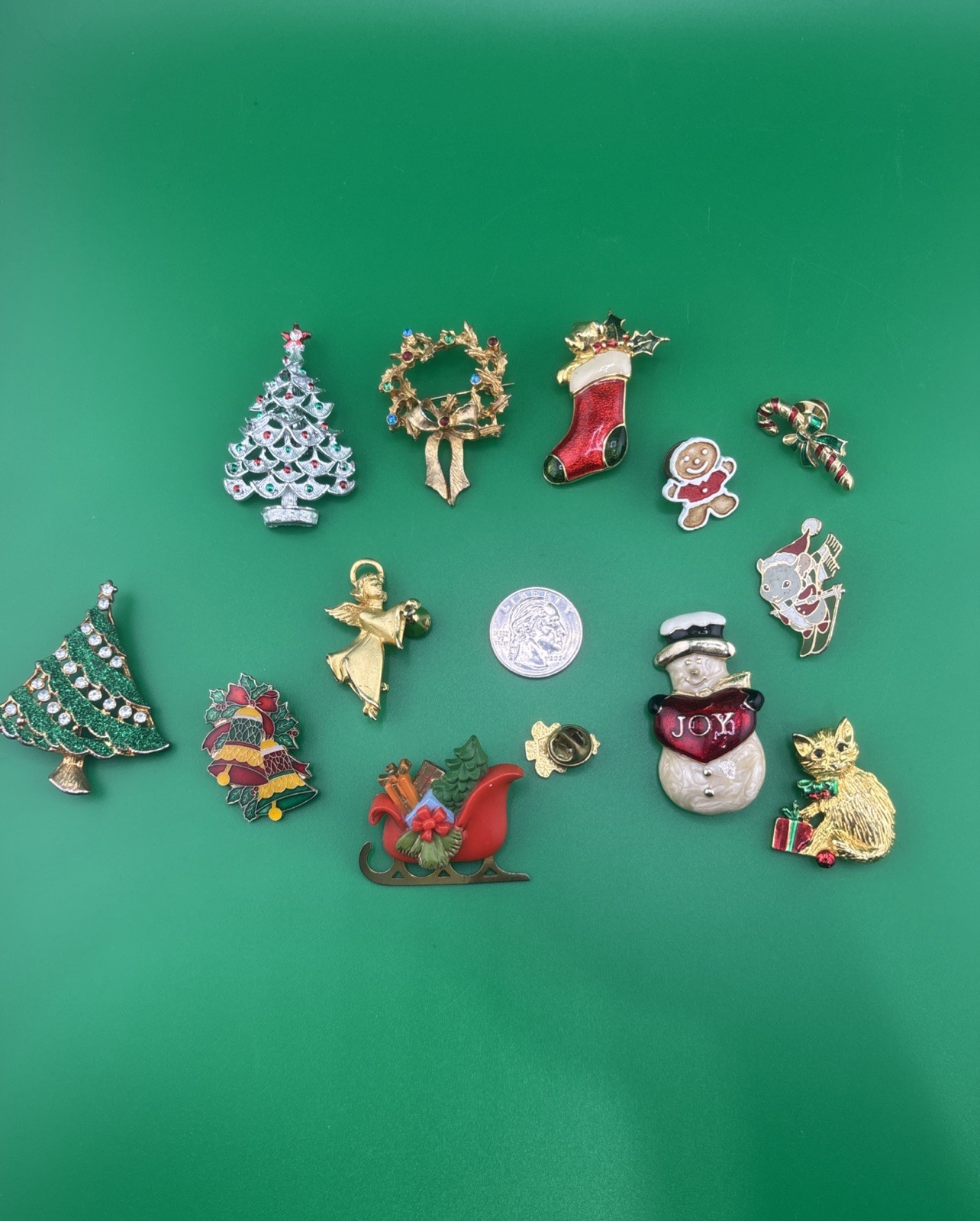 Lot of Holiday Christmas Brooches & Pins Vintage Collection – 13 Total
