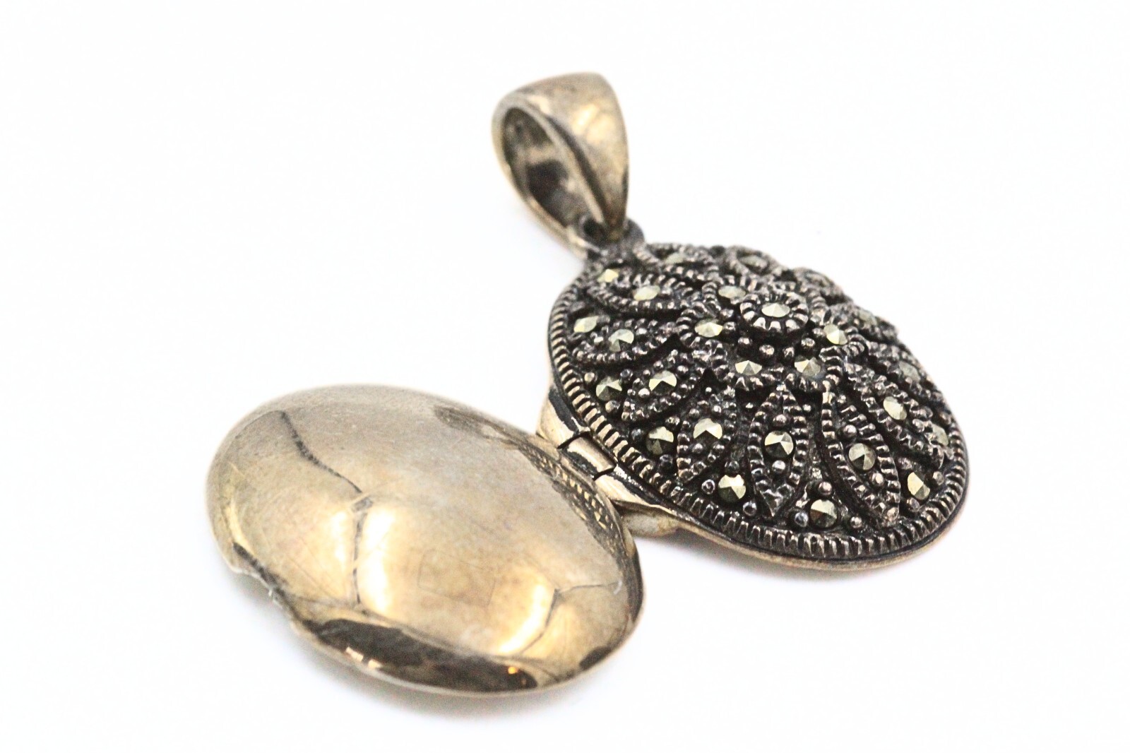 Stunning Sterling Slver Marcasites Locket Thailand Pendant