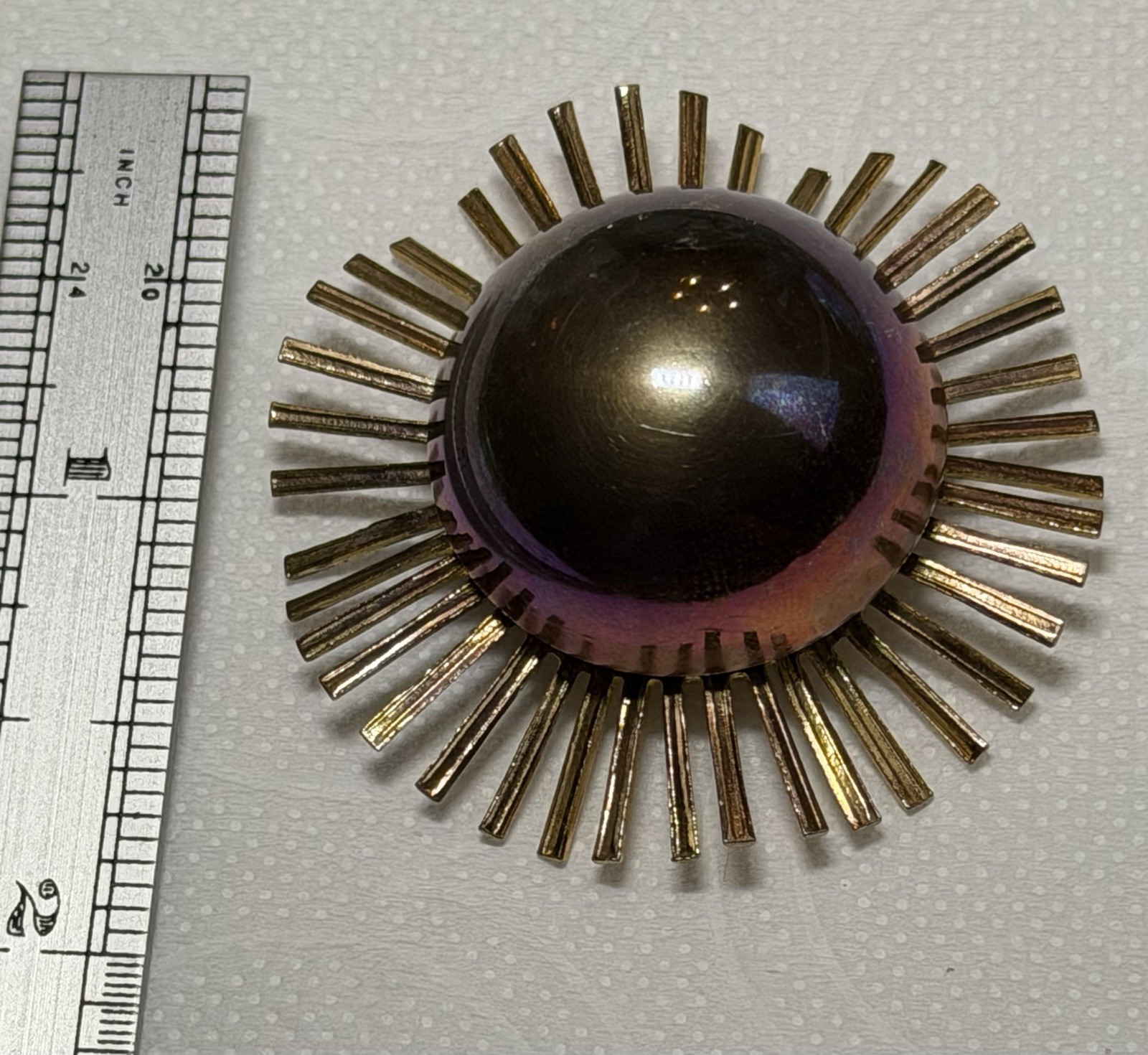 Vintage Gold Tone Starburst Sunburst Brooch Pin Midcentury Modern MCM READ