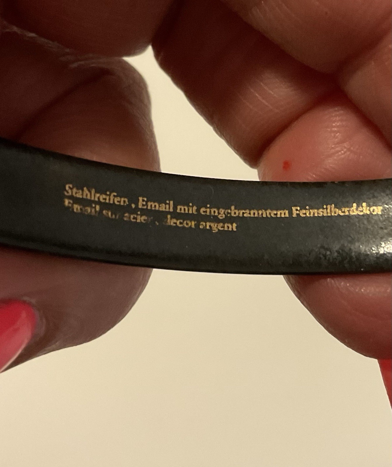 Michael Frey Enamel Bangle With A Black Enamel Finish And Delicate Flowers