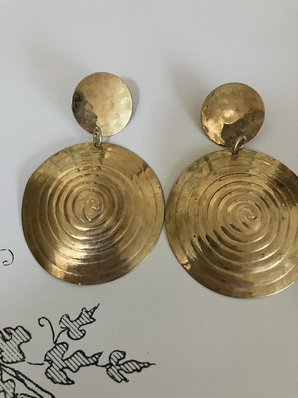 Vintage Brass Earrings-Lot Of 3- Statement Pieces
