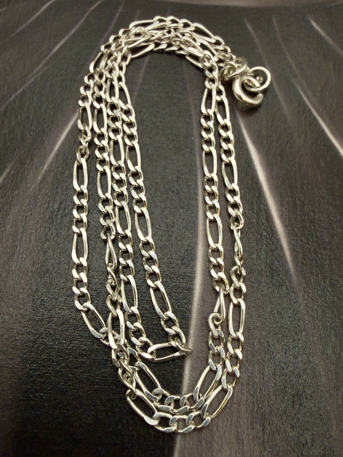 Delightful 925 Sterling Silver Vintage Figaro Chain- 18.75″ – #2023