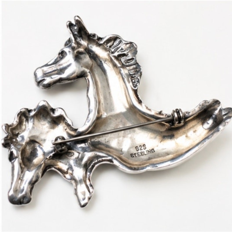VTG 925 Sterling Silver Wild Horse Brooch Electroform Large 4″ 44g Statement Pin