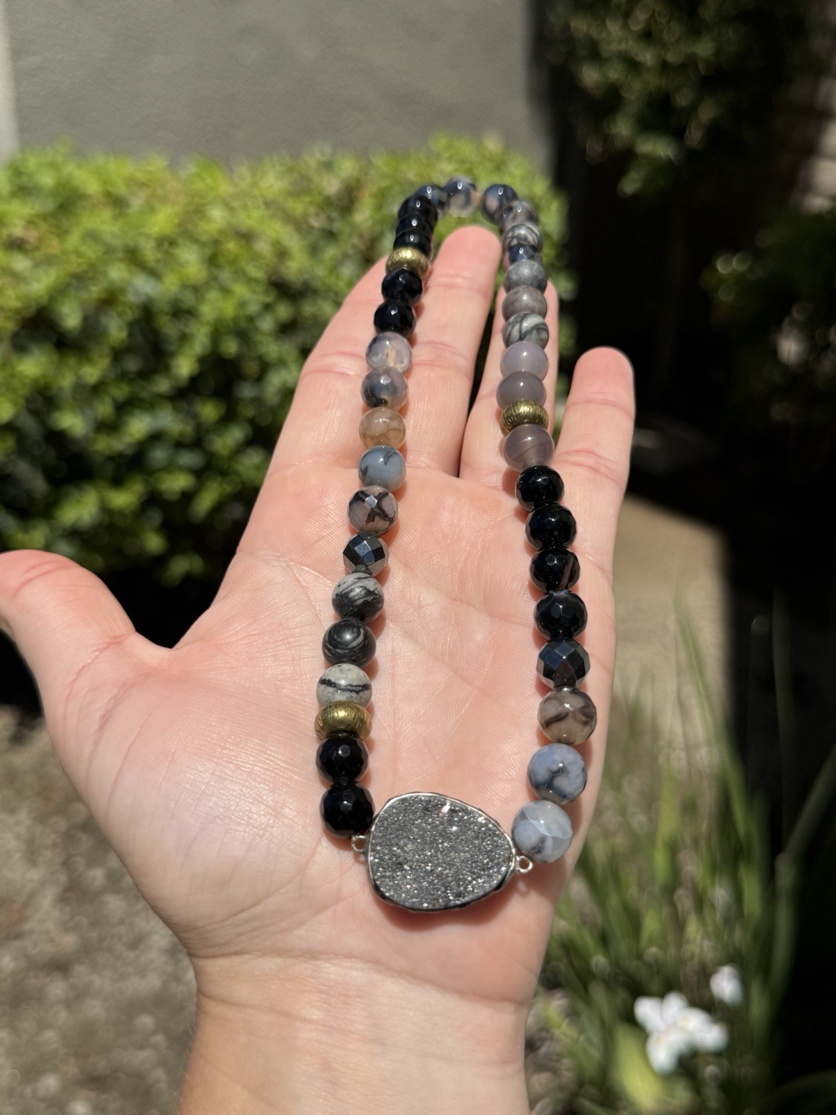 Vtg Sterling Silver Ode To Geode Druzy Silpada Choker Necklace