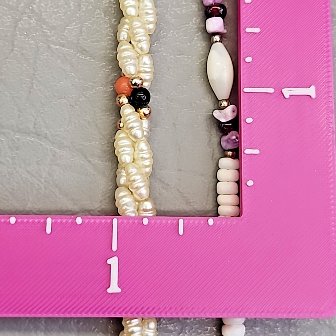 Vintage Beaded Necklace Lot of 2 MOP Faux Pearl Twist 17-18″