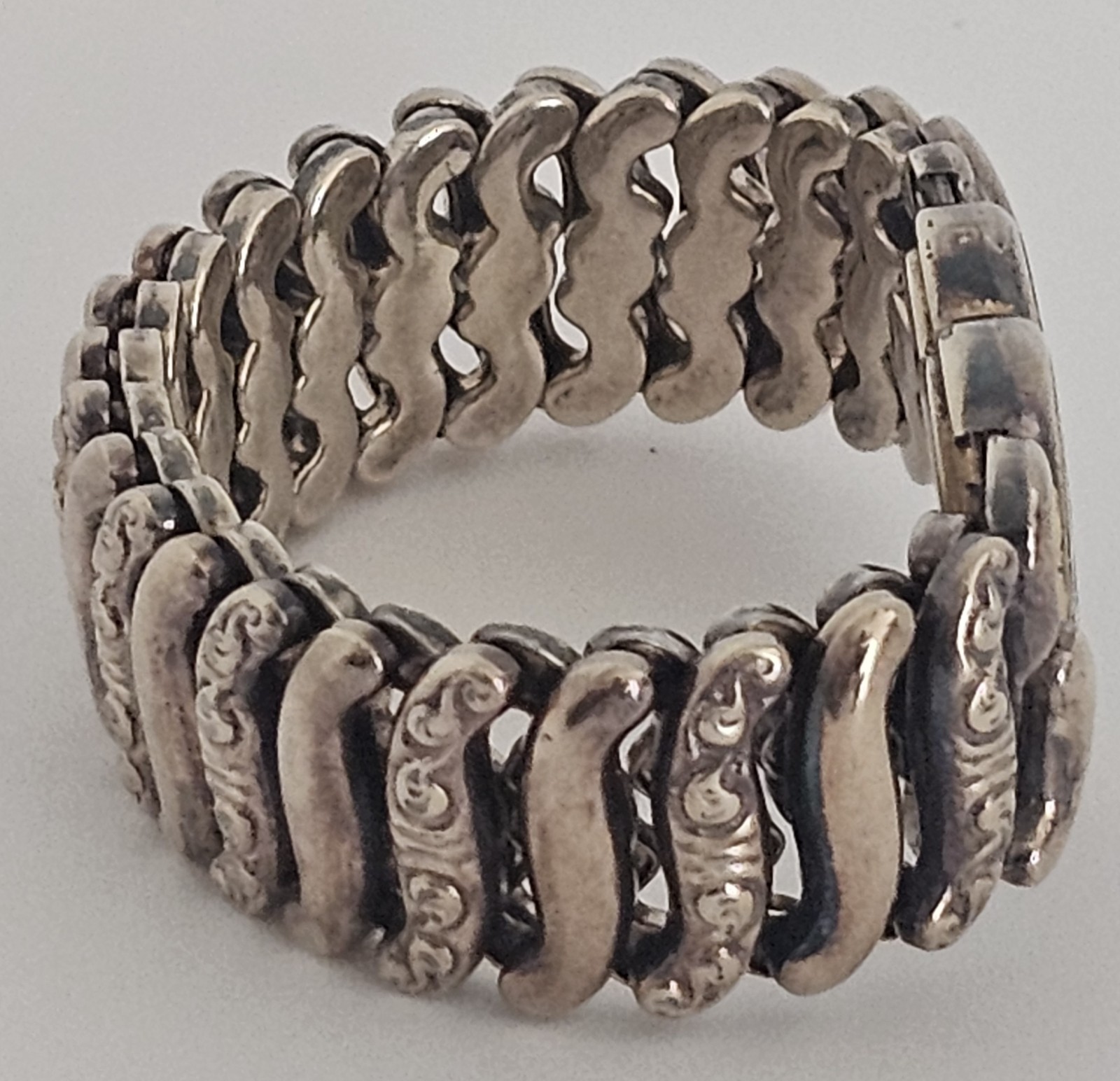 WWII Sweetheart Expansion Bracelet Pitman & Keeler Sterling Base Heart Initials