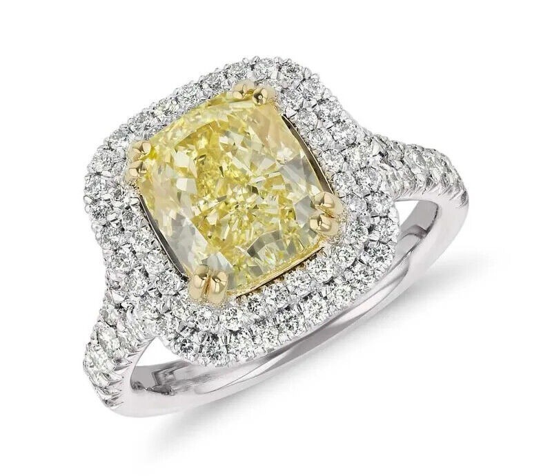 3.60 Ct Canary Diamond Art Deco Vintage Engagement Ring 925 Sterling Silver