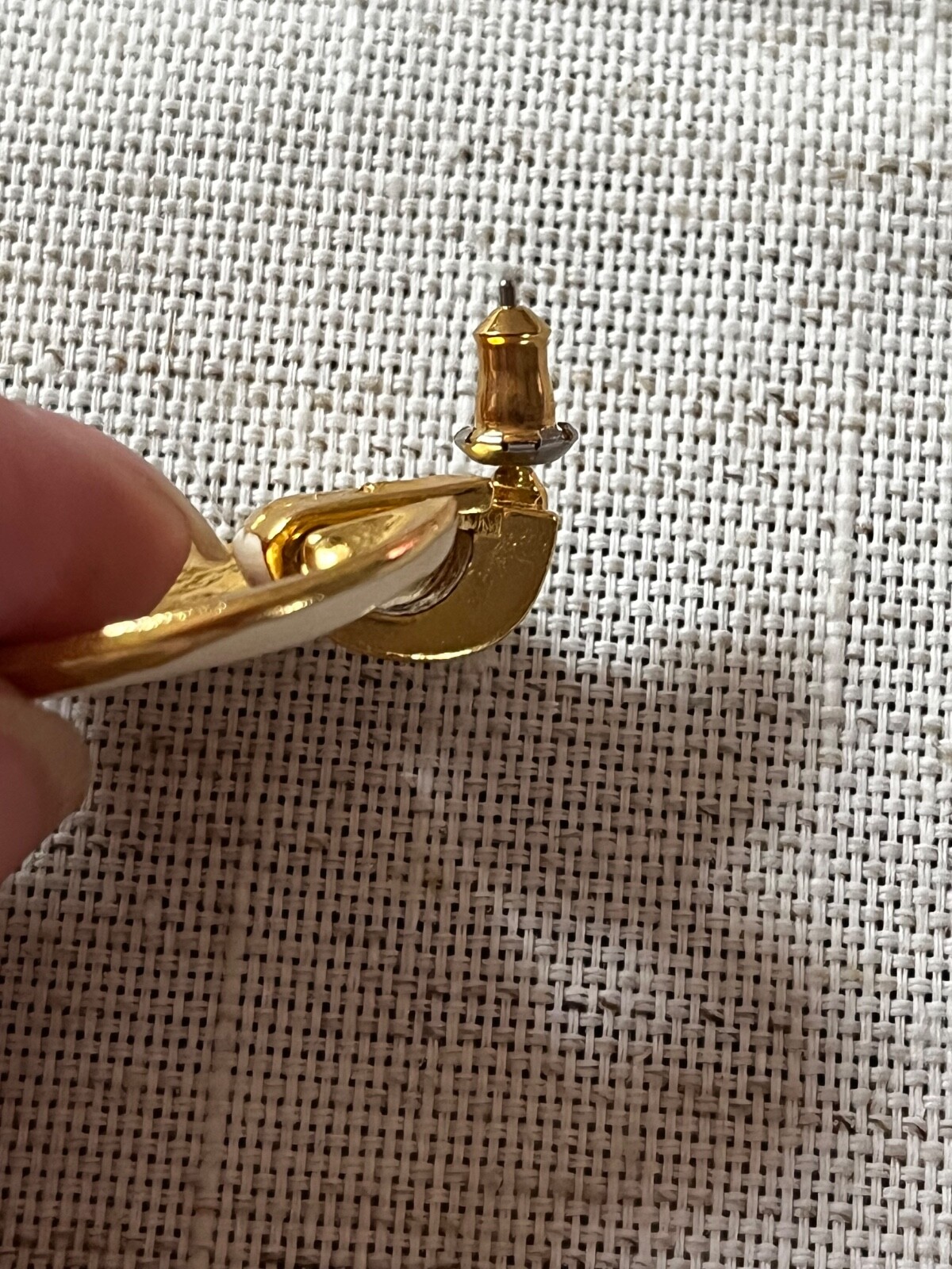 Vintage Ivory and Gold Enamel Retro Stud Earrings ….