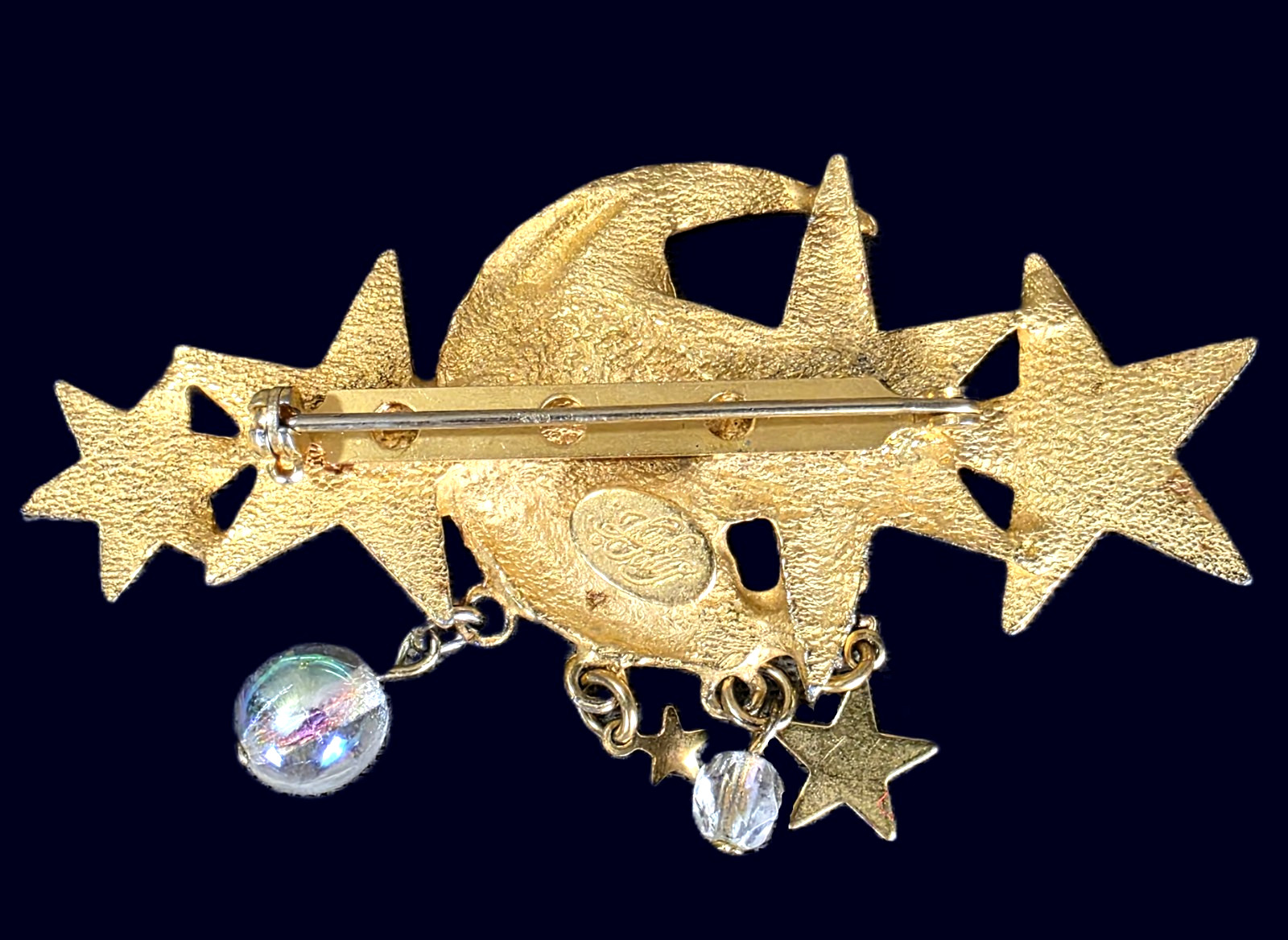 Vintage KIRKS FOLLY Celestial Moon Face Stars Brooch Pin