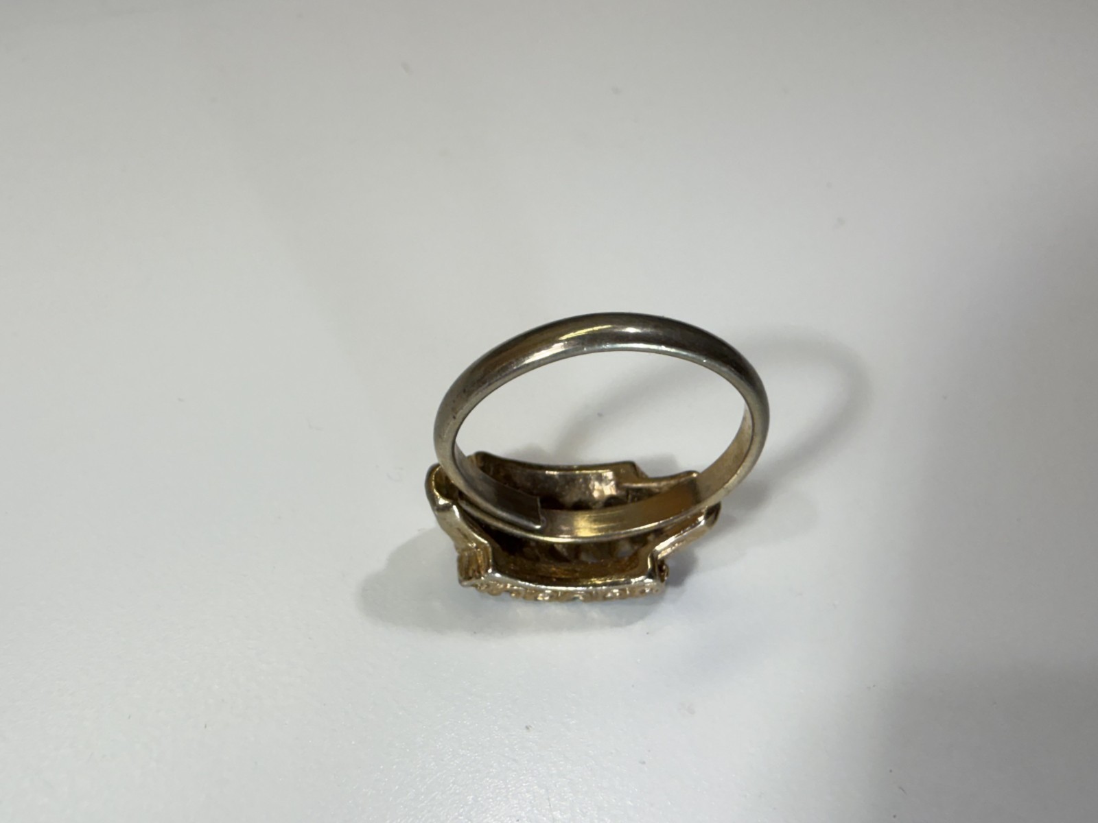 Vintage Red Green & Black Rhinestone Gold Tone Ring Size 7