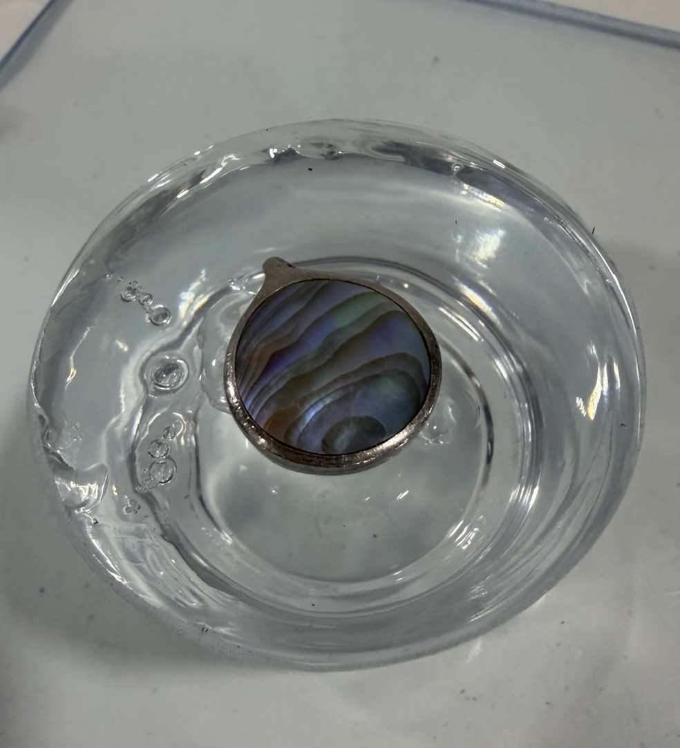 Vintage Sterling Silver Iridescent Abalone Paua Shell New Zealand Boho Pendant