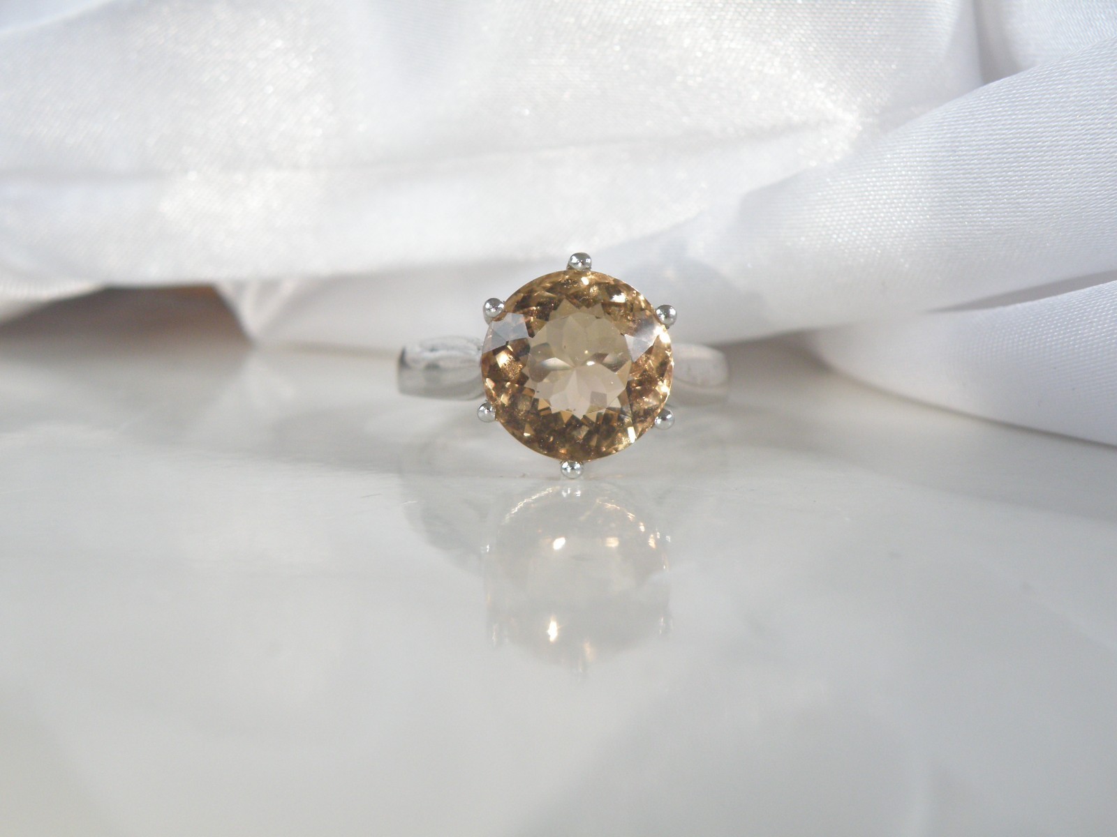 Vintage Sterling Silver 925 Natural Golden Beryl Solitaire Cocktail Ring Size 11
