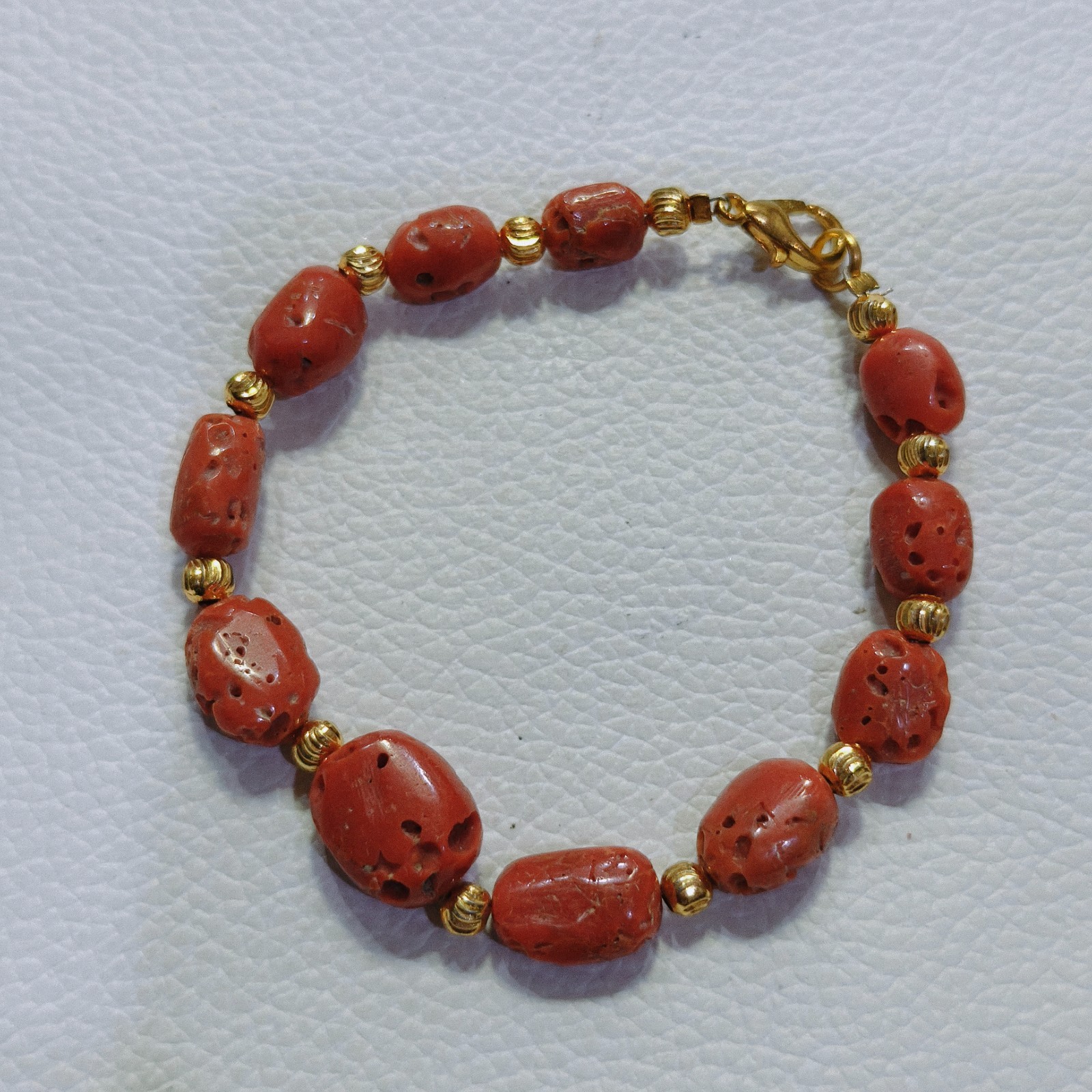 Vintage Real Italy Coral Bracelet Natural Red Coral Beads Antique Style Jewelry