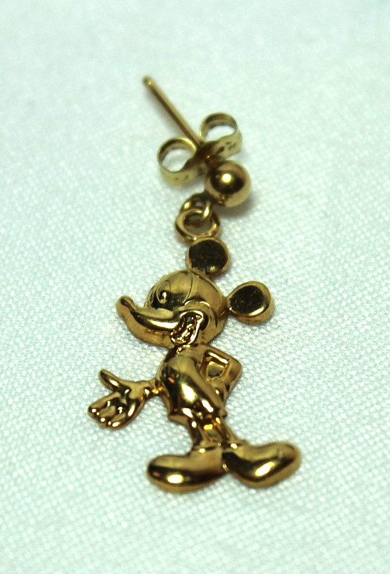 Vintage 14K Gold Filled GF Mickey Mouse Van Dell Single Post Earring / Pendant