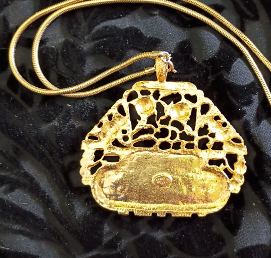Vintage designer signed gold tone cabochon jewelry lot