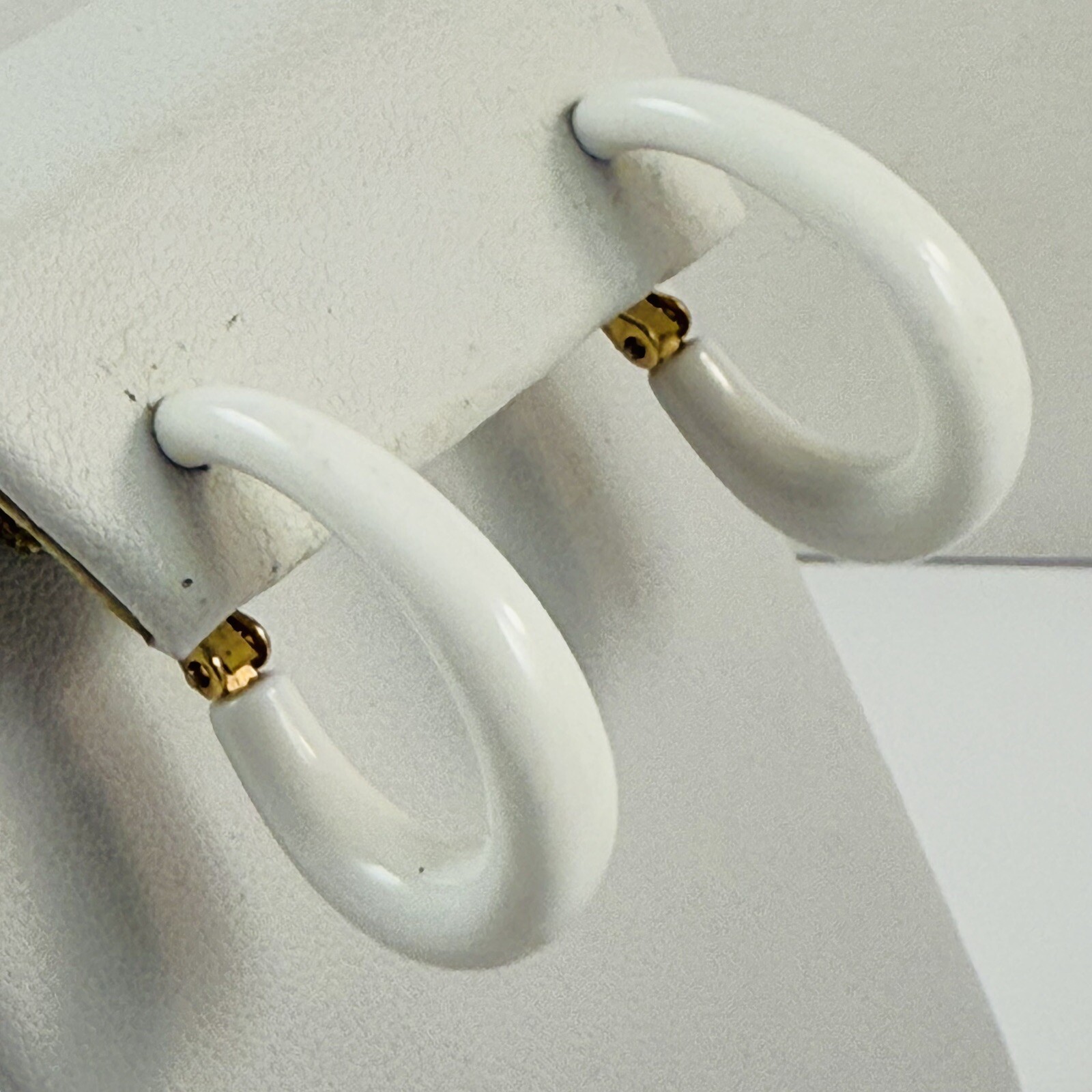 Vintage Two Pair of NAPIER Signed White Adjustable Clip on Earrings Gold Tone