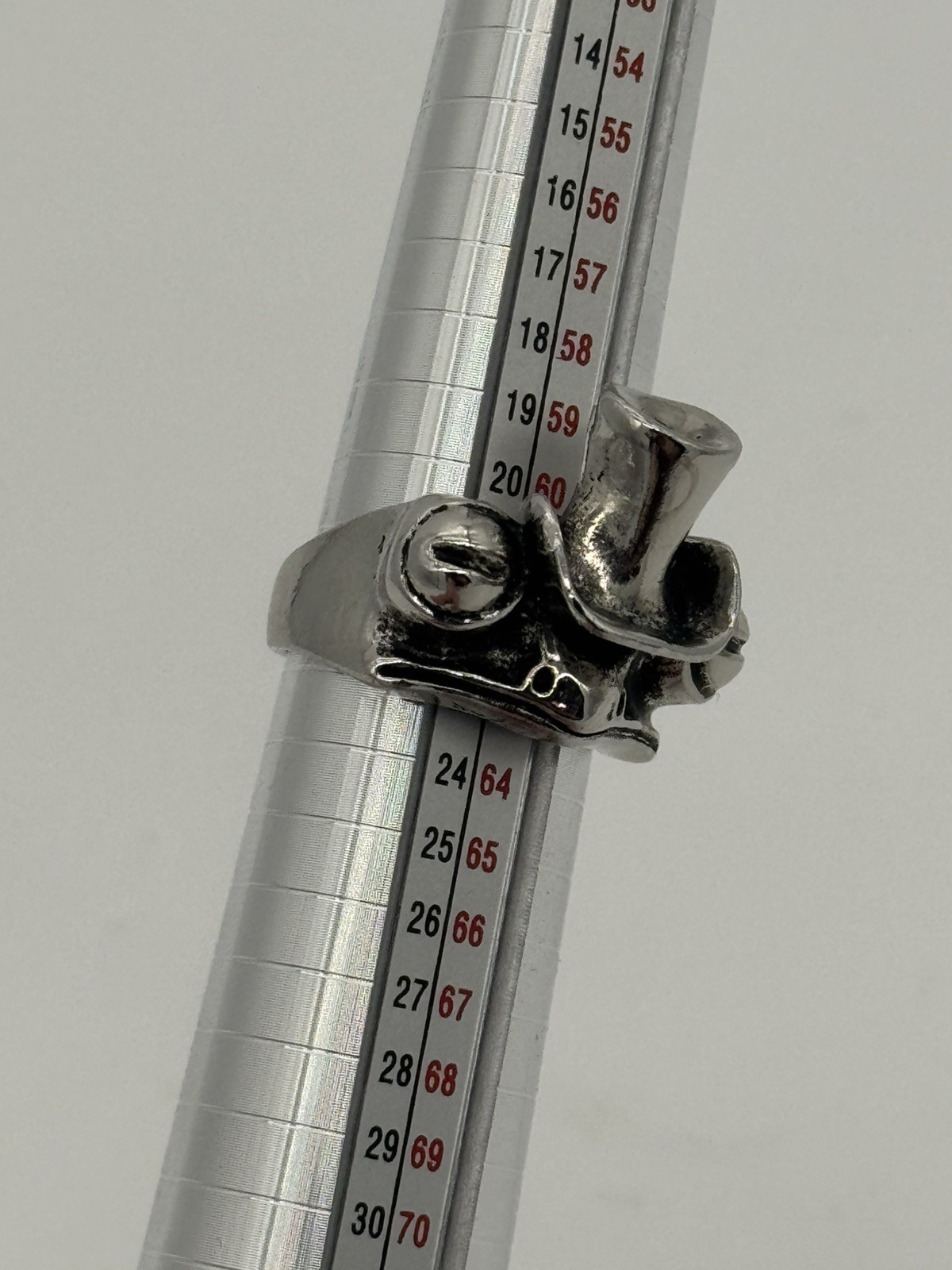 Vintage Funky Sterling Silver Steampunk Frog & Top Hat Ring Size 10-10.25
