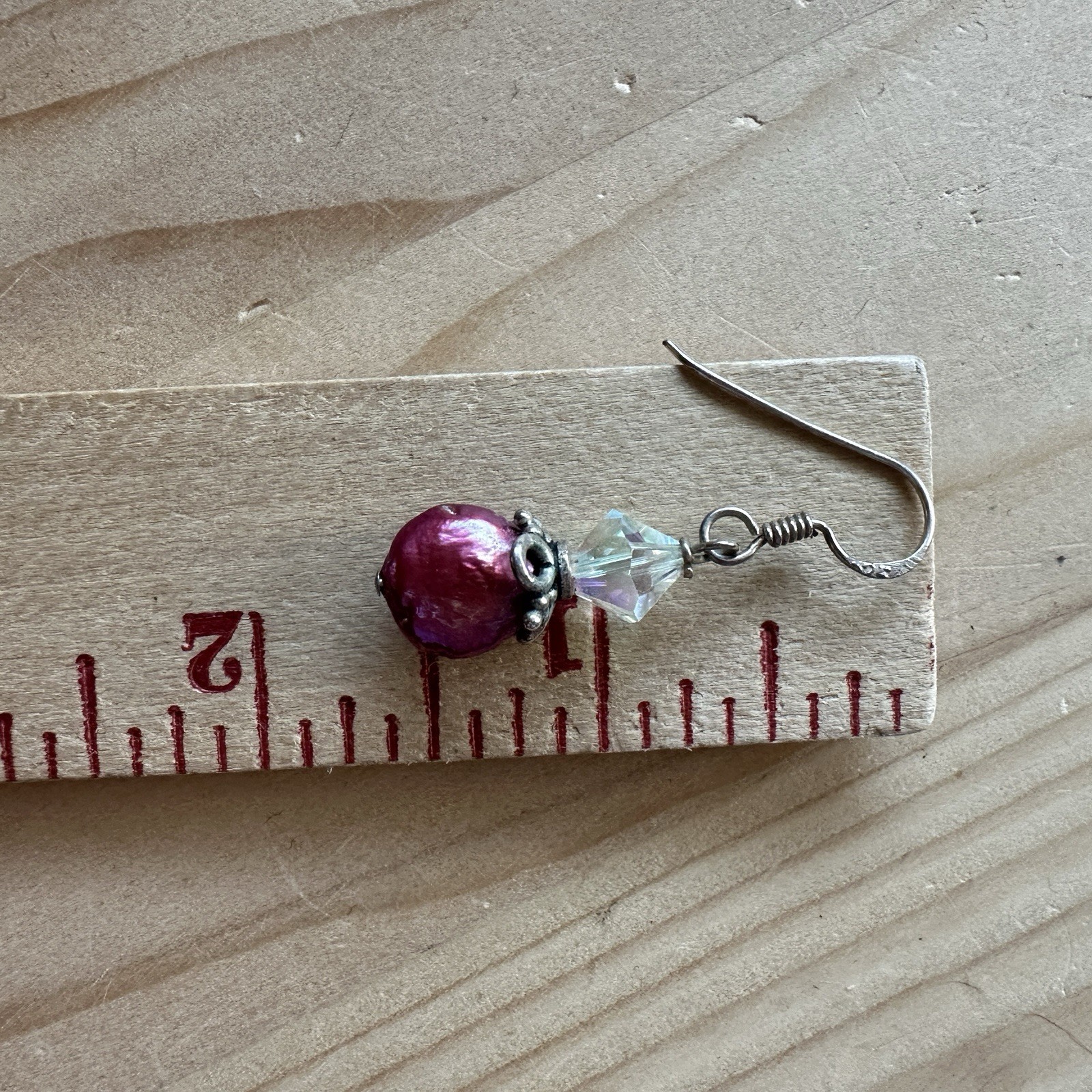 VTG 2 Pairs Dangle Drop Earrings Crystal Shell Acrylic Beads 925 Sterling Silver