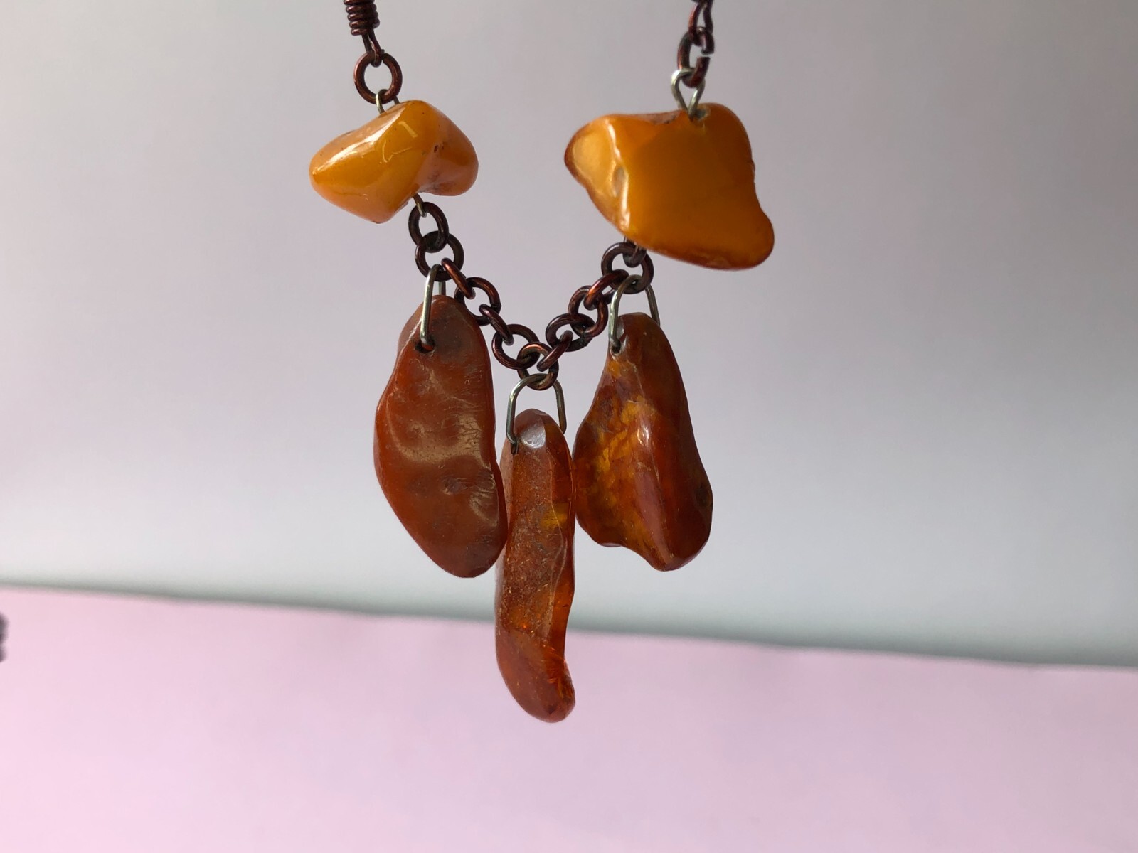 Rare Vintage: Natural Baltic Amber Necklace Beads of different shapes