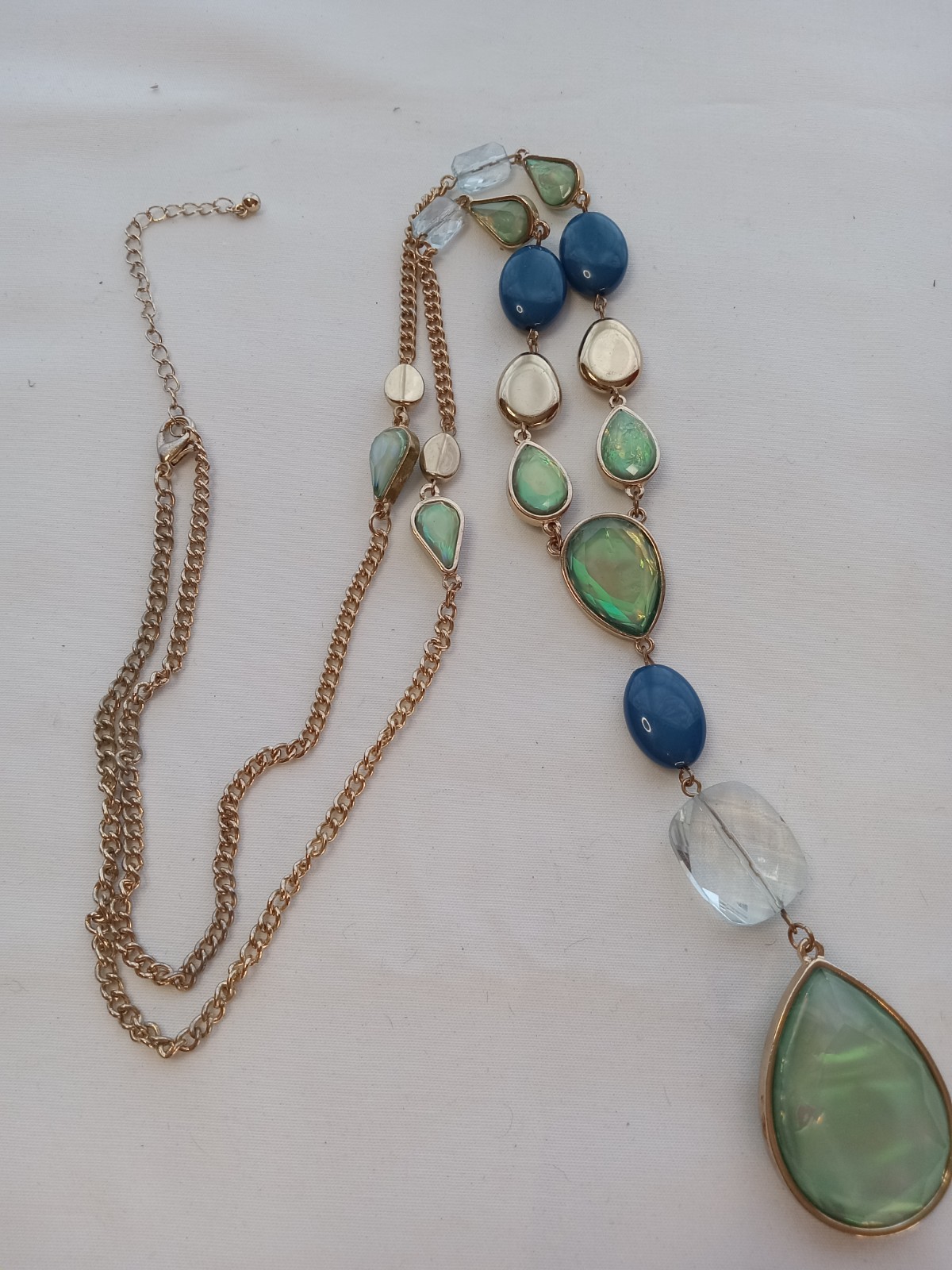 Vintage Gold Tone Blue green Faux Lucite 1,87 oz