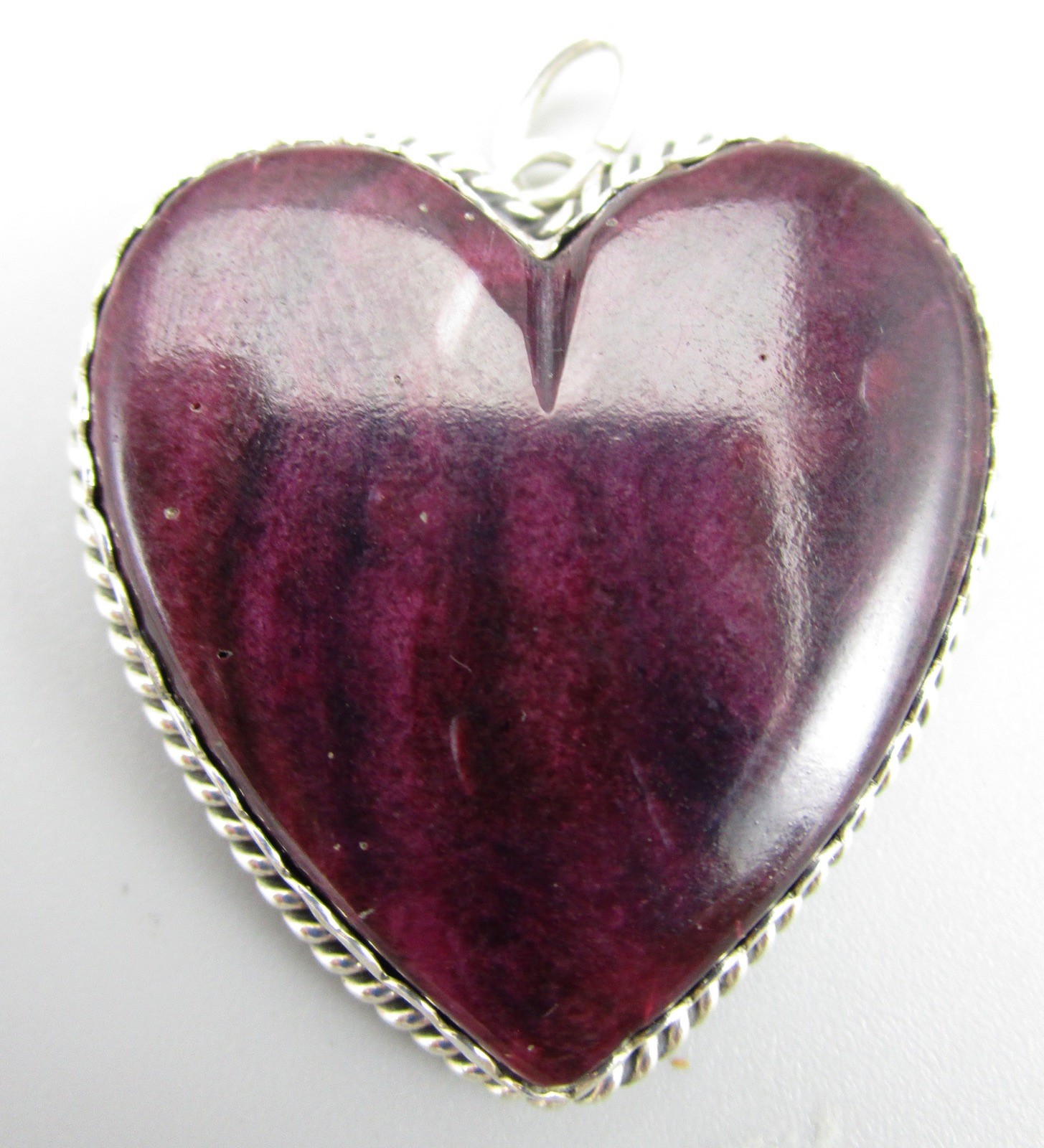 LOVELY 1 3/8″ JOAN SLIFKA STERLING SPINEY OYSTER DOUBLE SIDED HEART PENDANT
