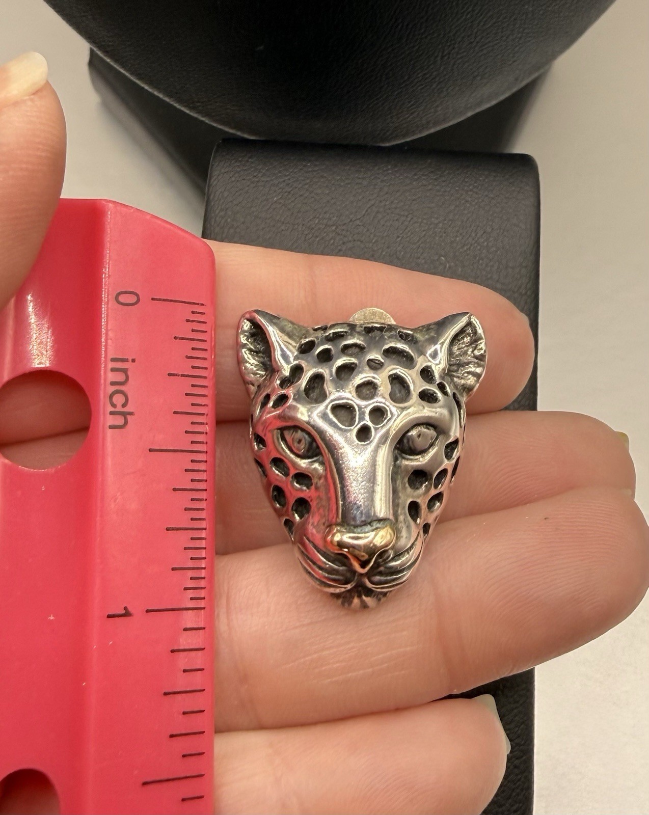 Dian Malouf Sterling Silver 925 & 14k Gold Leopard Head Clip on Earrings