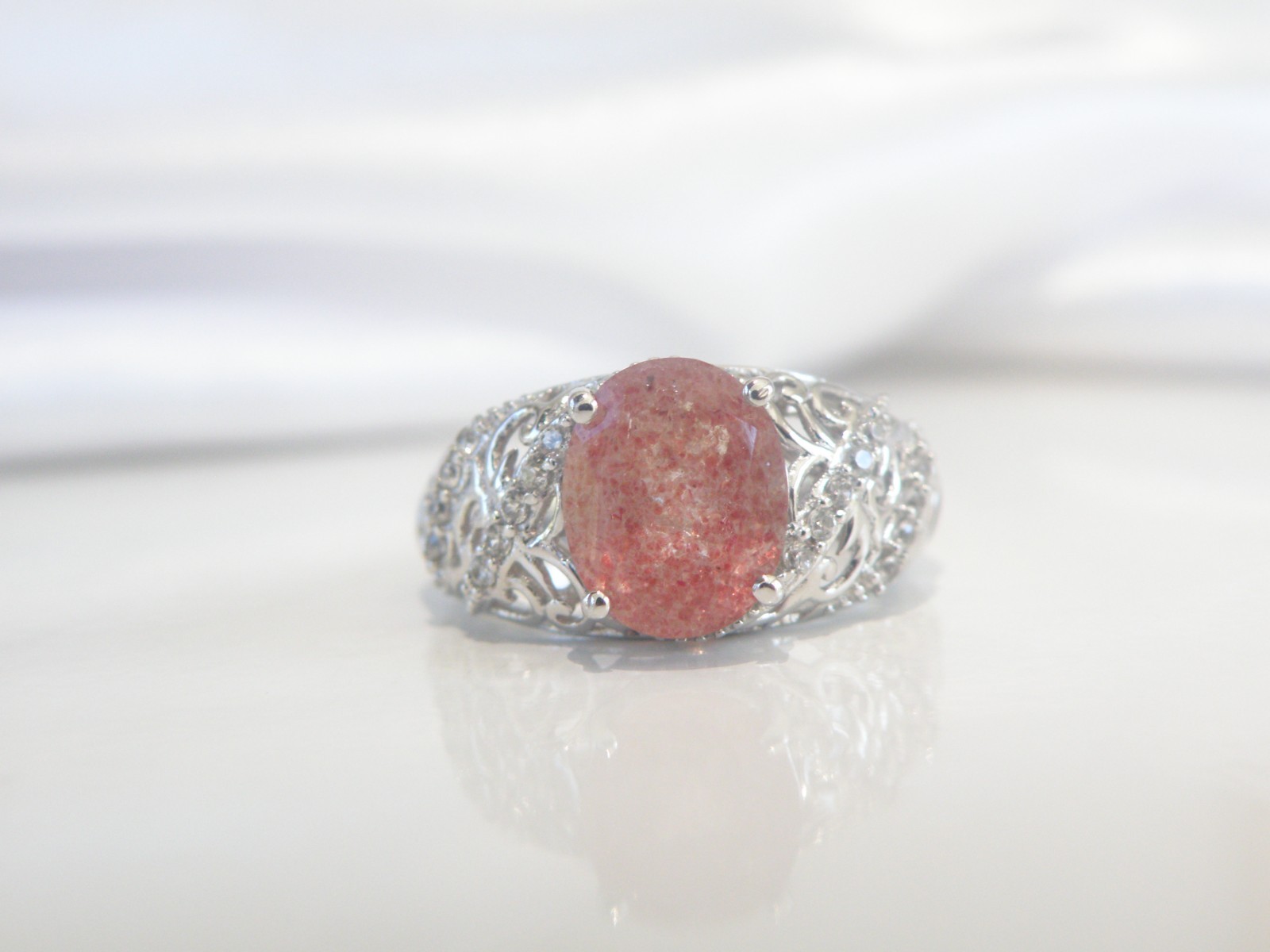 DJoy Sterling Silver 925 Pink Tanzanian Natronite Ring Size 7