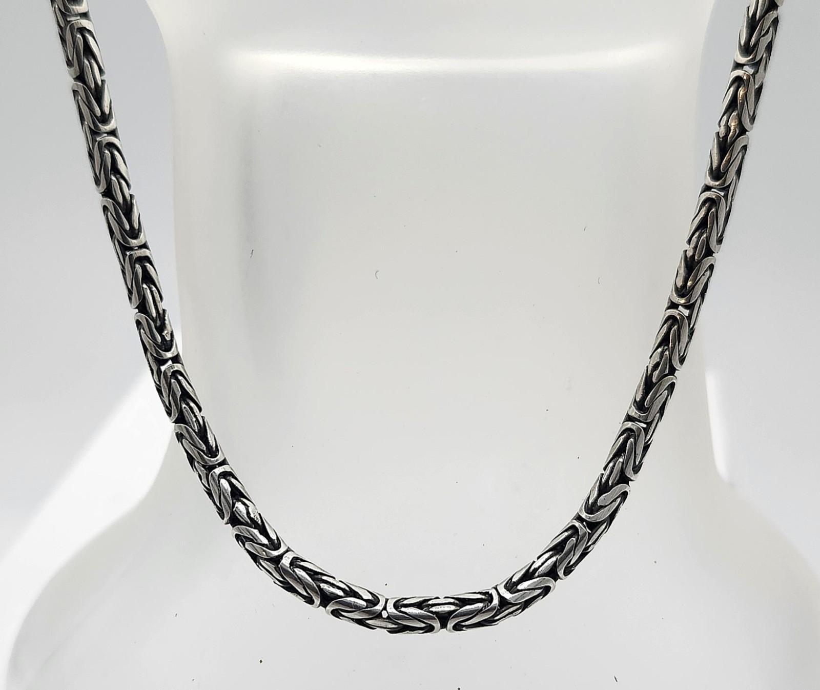 Vintage 925 Sterling Silver Round Bali Byzantine Chain Necklace 19 3/4″ Long 24g