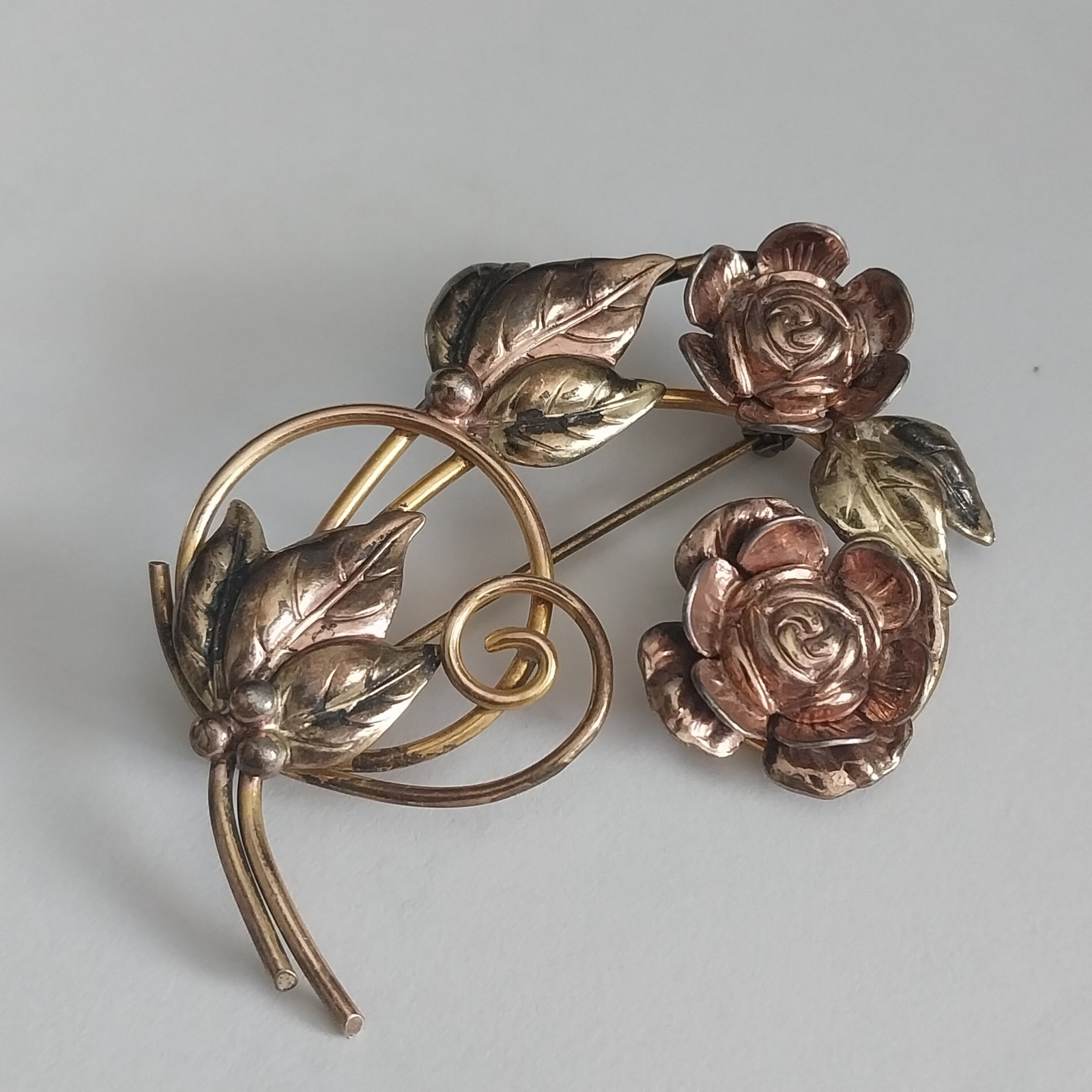 Vtg 1/20 12K GF Gold Filled over Sterling Silver Flower Brooch Pin 2-1/4″