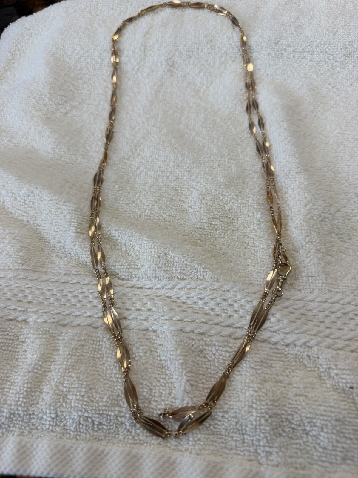 Antique 58″ Solid Gold Guard Chain Necklace 21.4g Acid Tested 14K Victorian