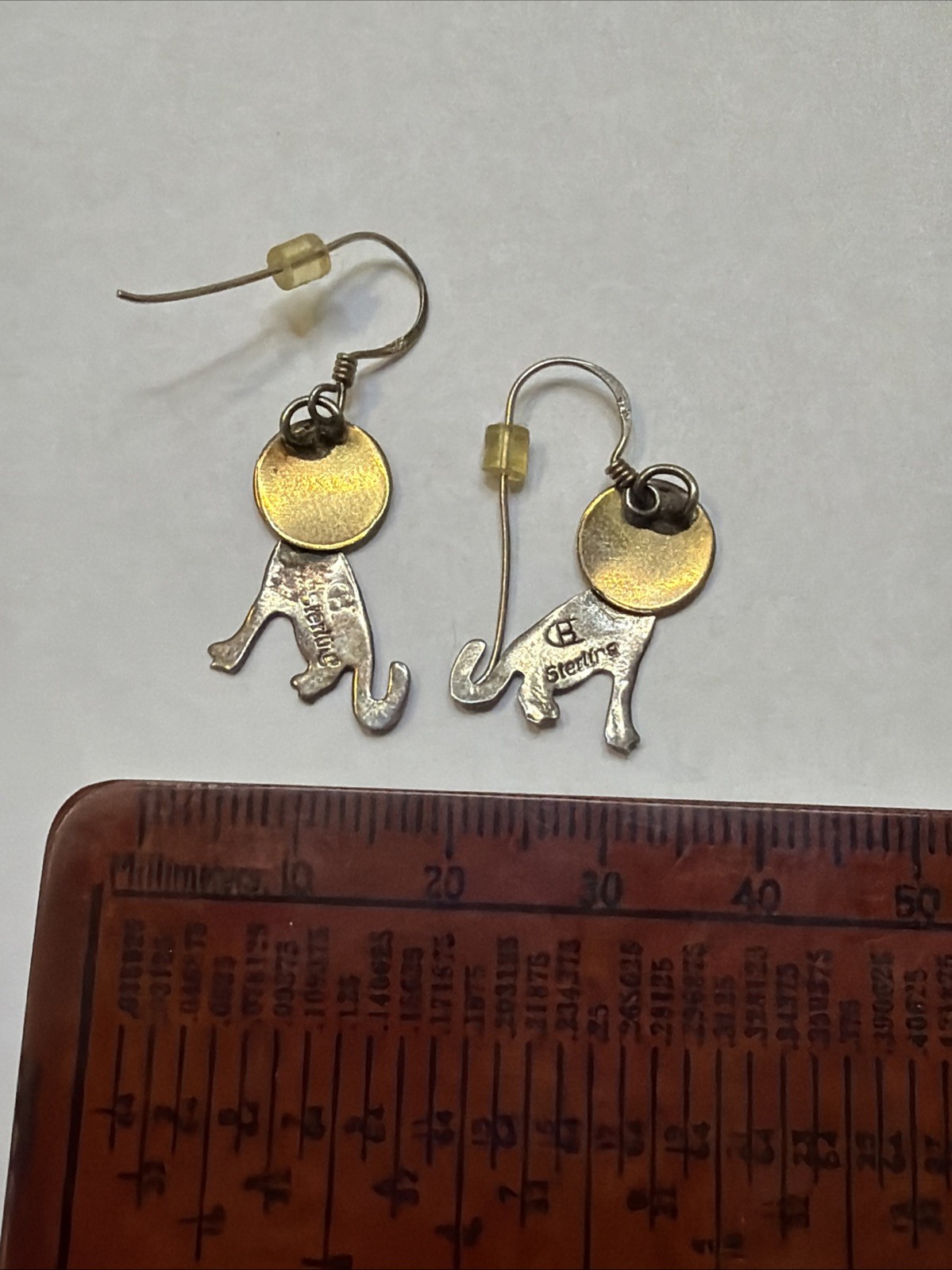Signed Ben Chavez Native Sterling Silver Howling Wolf Coyote Earrings Vintage