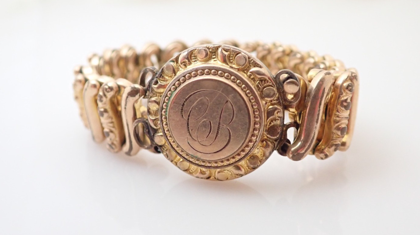 Antique Gold Filled Sweetheart Expansion Expandable Stretch Bracelet 28.5g