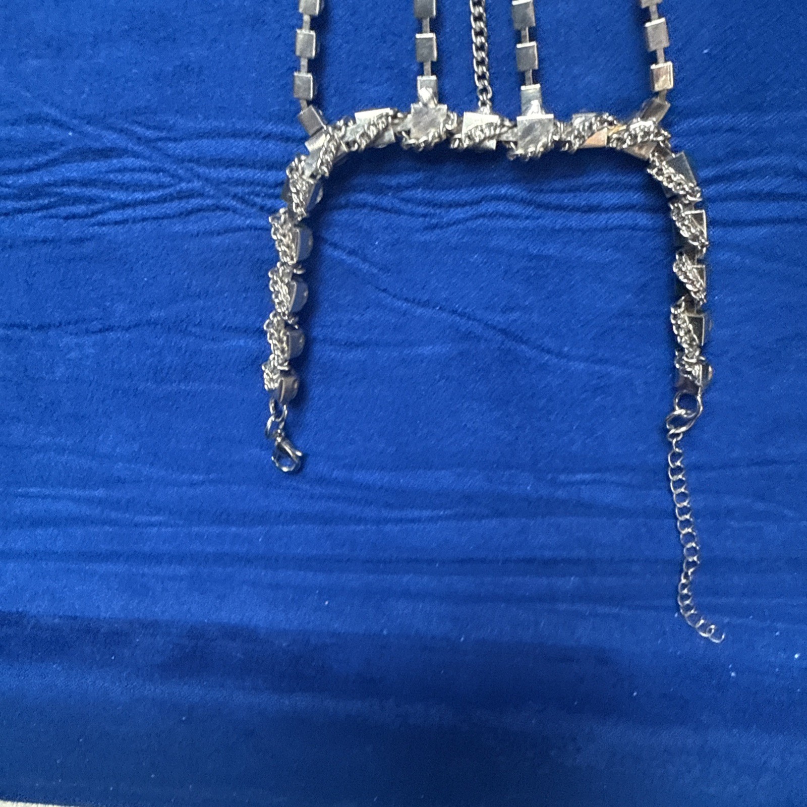 Rhinestone Vintage Ring With Attached Bracelet