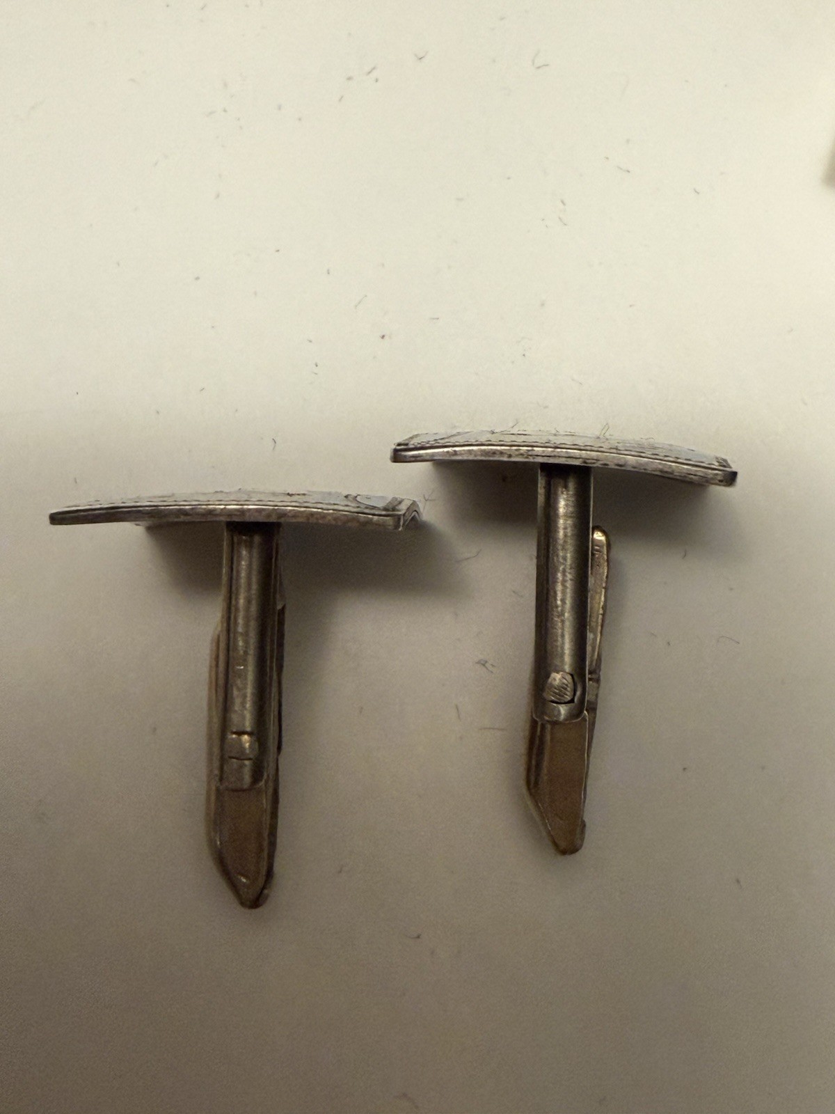 Vintage silver 900 Guatemala Alpaca Silver / Inlaid Turquoise Cufflinks / 9.3 G