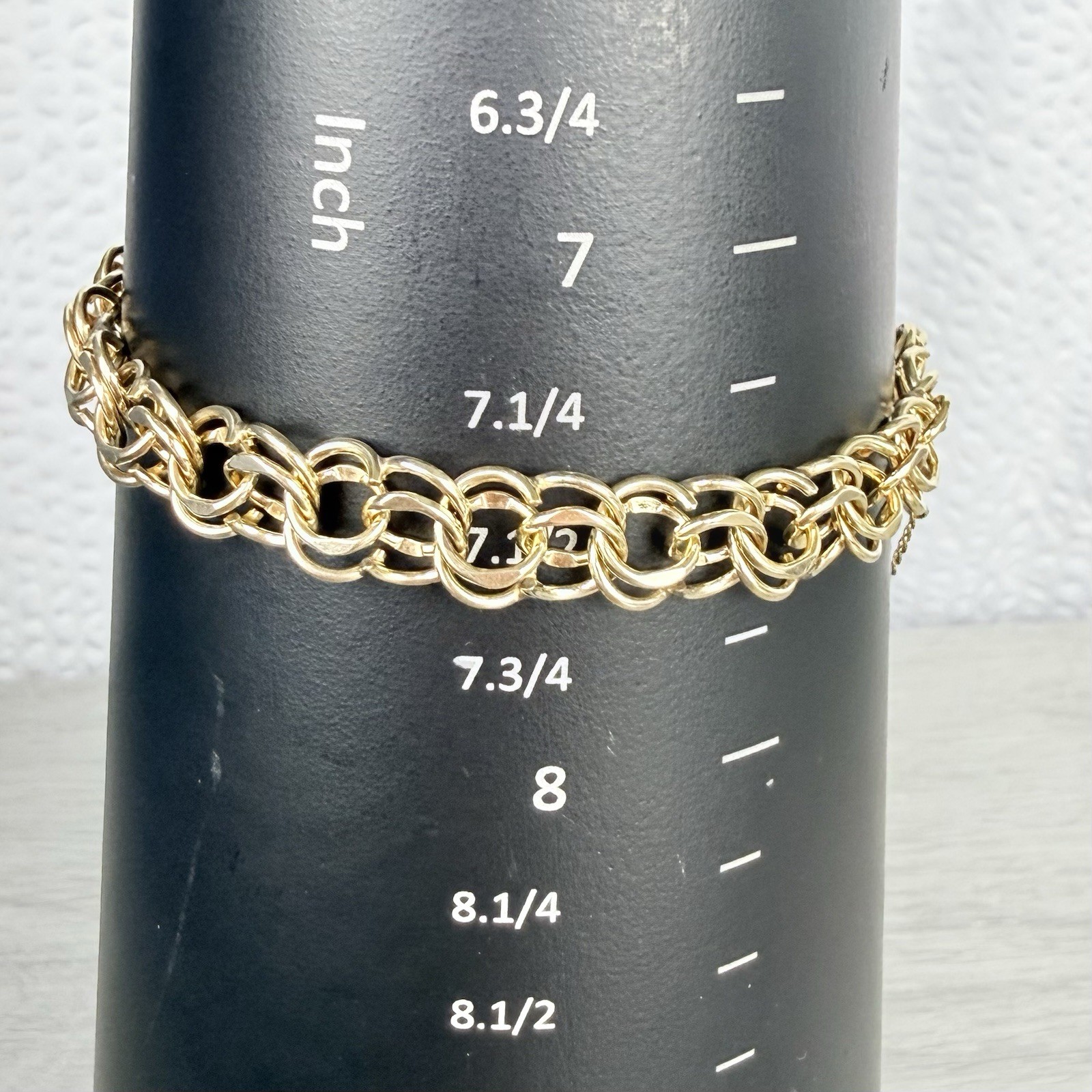 Vintage 12K Gold Filled Double Link Starter Chain Charm Bracelet Approx. 8”