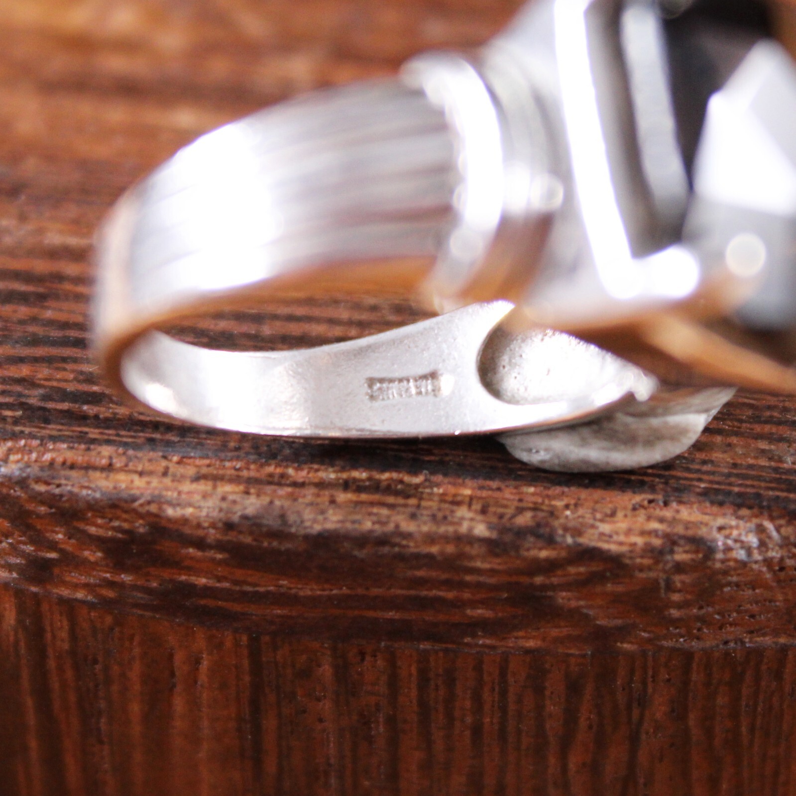 Vintage Cushion Cut Smoky Quartz Ring Sterling Silver Size 7.75 Signed