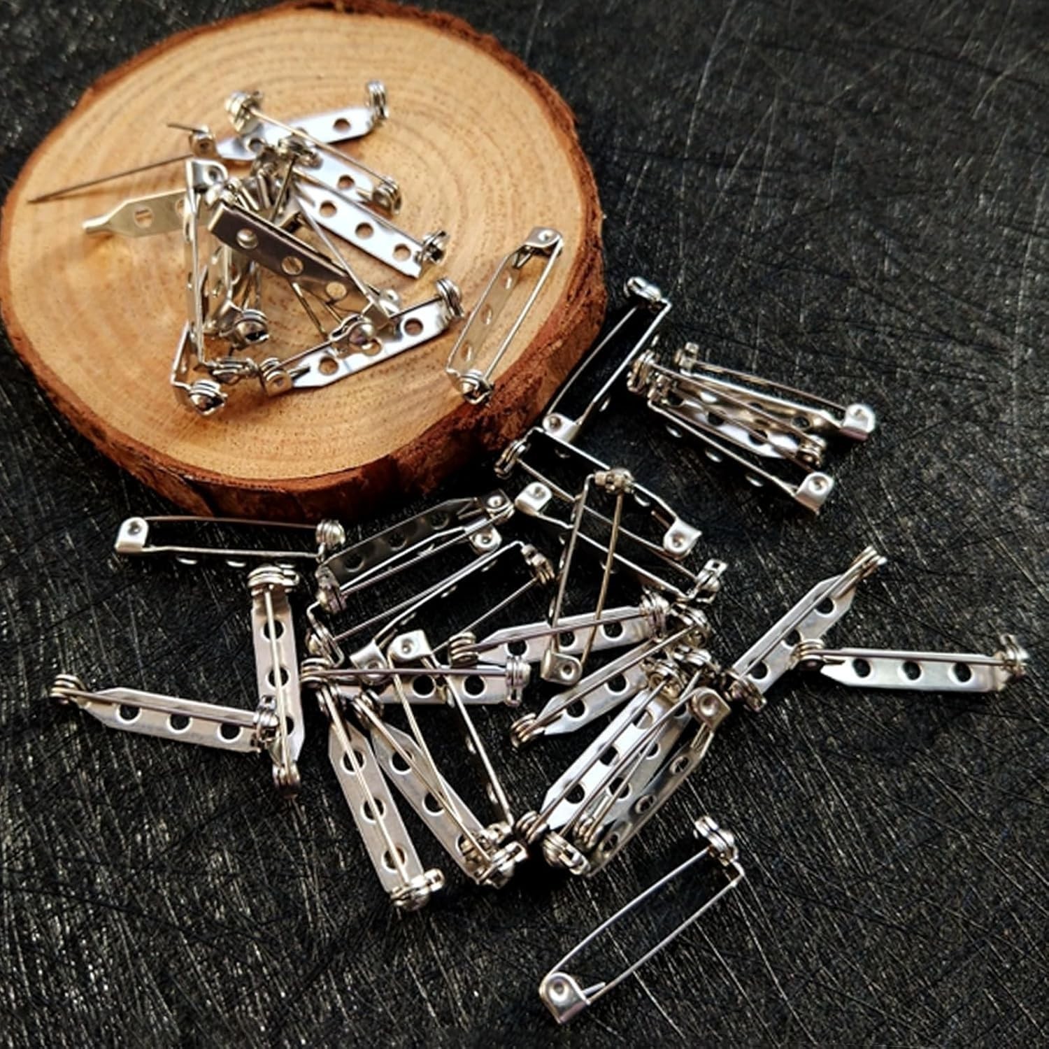500 Pcs Silver Brooch Pin Backs 1″ Bar Pins 3 Holes Safety Clasps for Crafts, Je