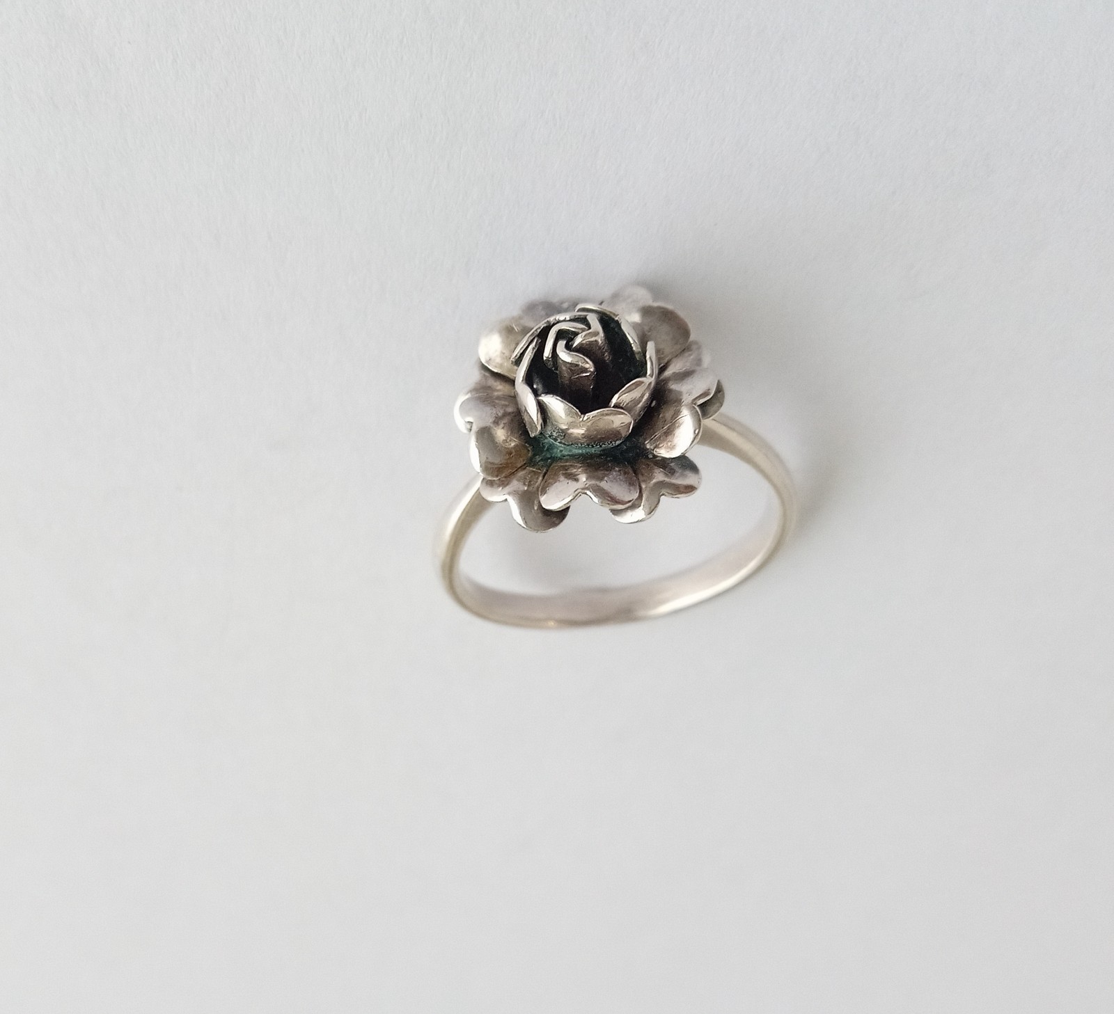 Vintage ring “Rose” Sterling Silver 875 star USSR time Women Jewelry size 8.5