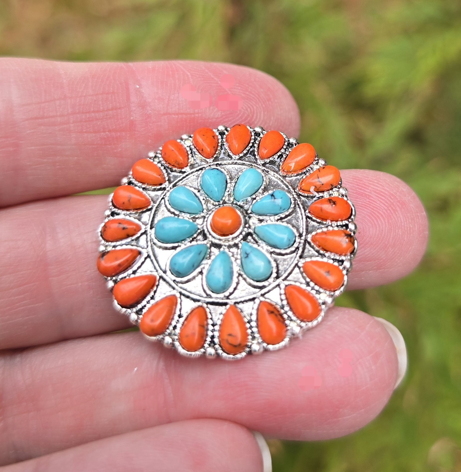 Magnetic Brooch, Faux Turquoise, Jasper. Western Jewelry, Scarf,Hat Magnetic Pin