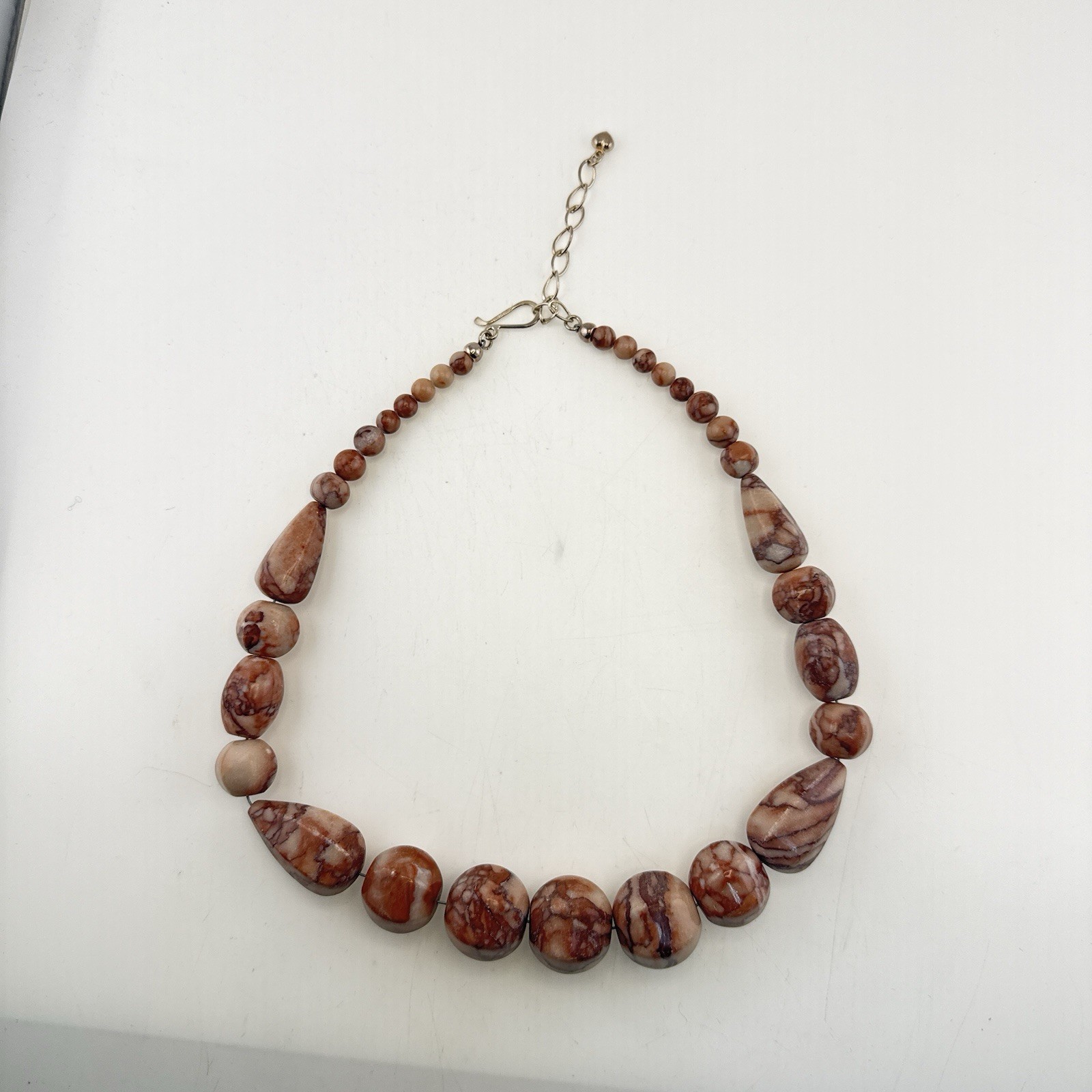 Jay King Necklace Jasper Pink Mauve Picasso Stone Beaded Sterling Silver 925 HSN