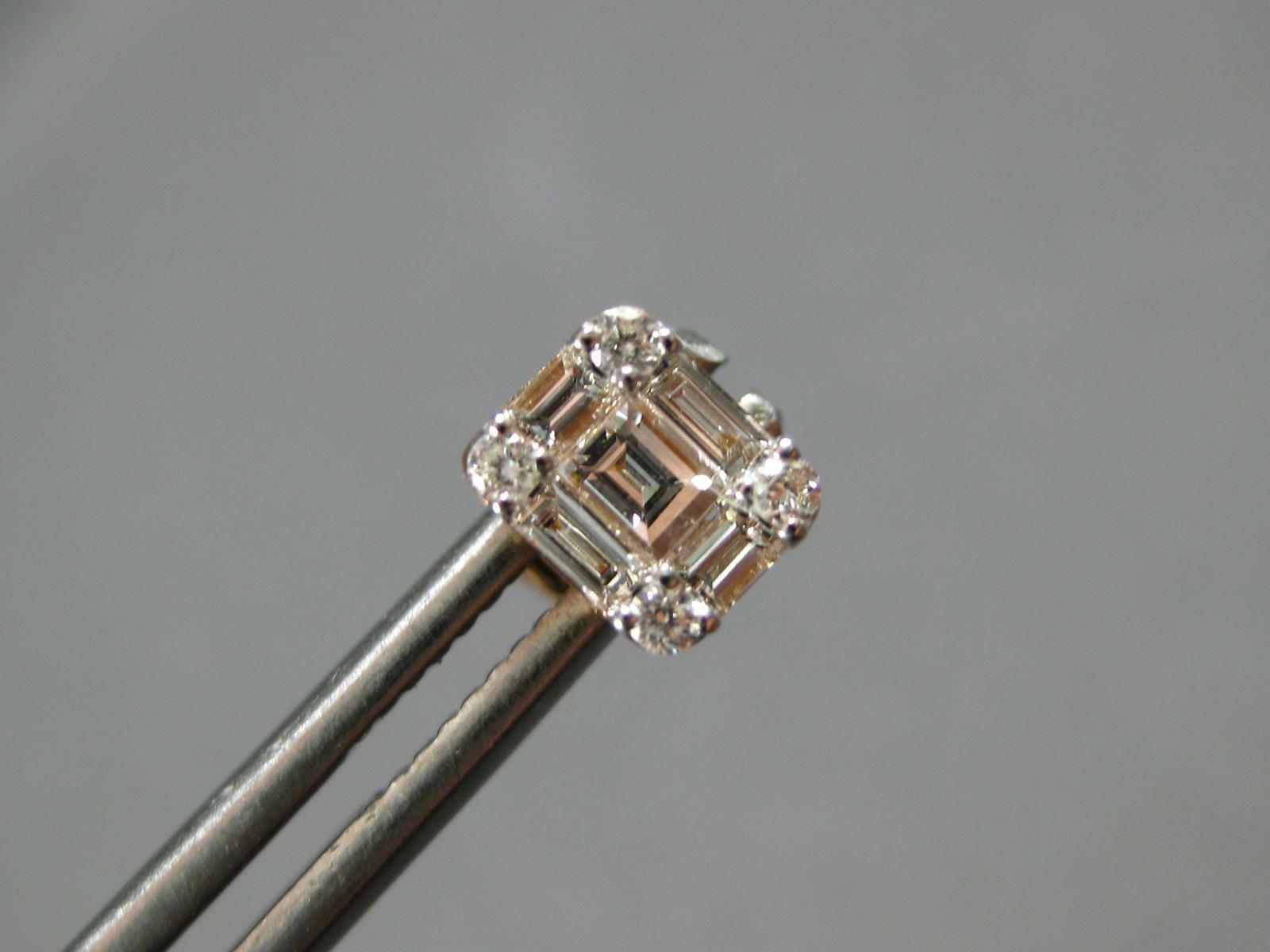 ESTATE .50CT DIAMOND 18K ROSE GOLD ROUND & BAGUETTE CLUSTER SQUARE STUD EARRINGS